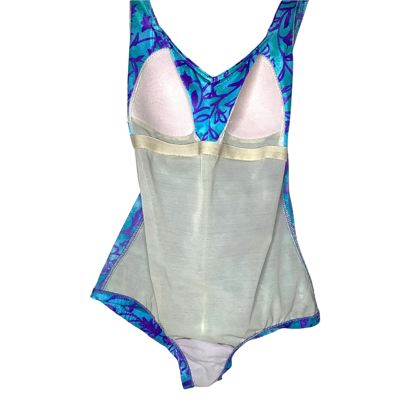 Vintage Swimsuit 90s Xs/small Floral Ruched Sheen Padded Bra Cup Lined One Piece by Maxine of Hollywood - Image 5