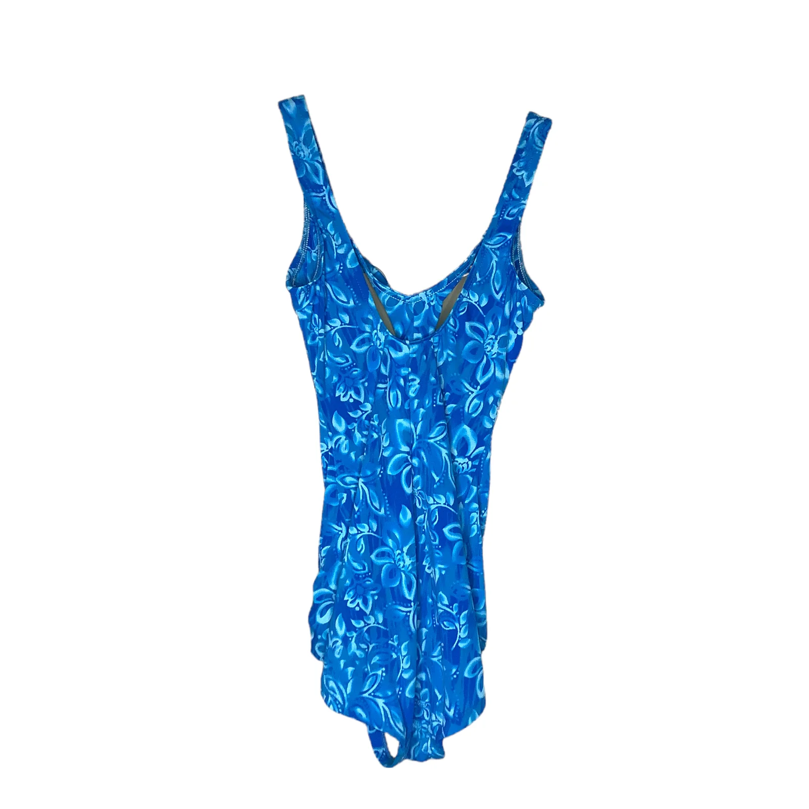 Vintage Swimsuit Maxine 90s Blue Floral Tropical Lined Cups One Piece Wide Strap - Image 2