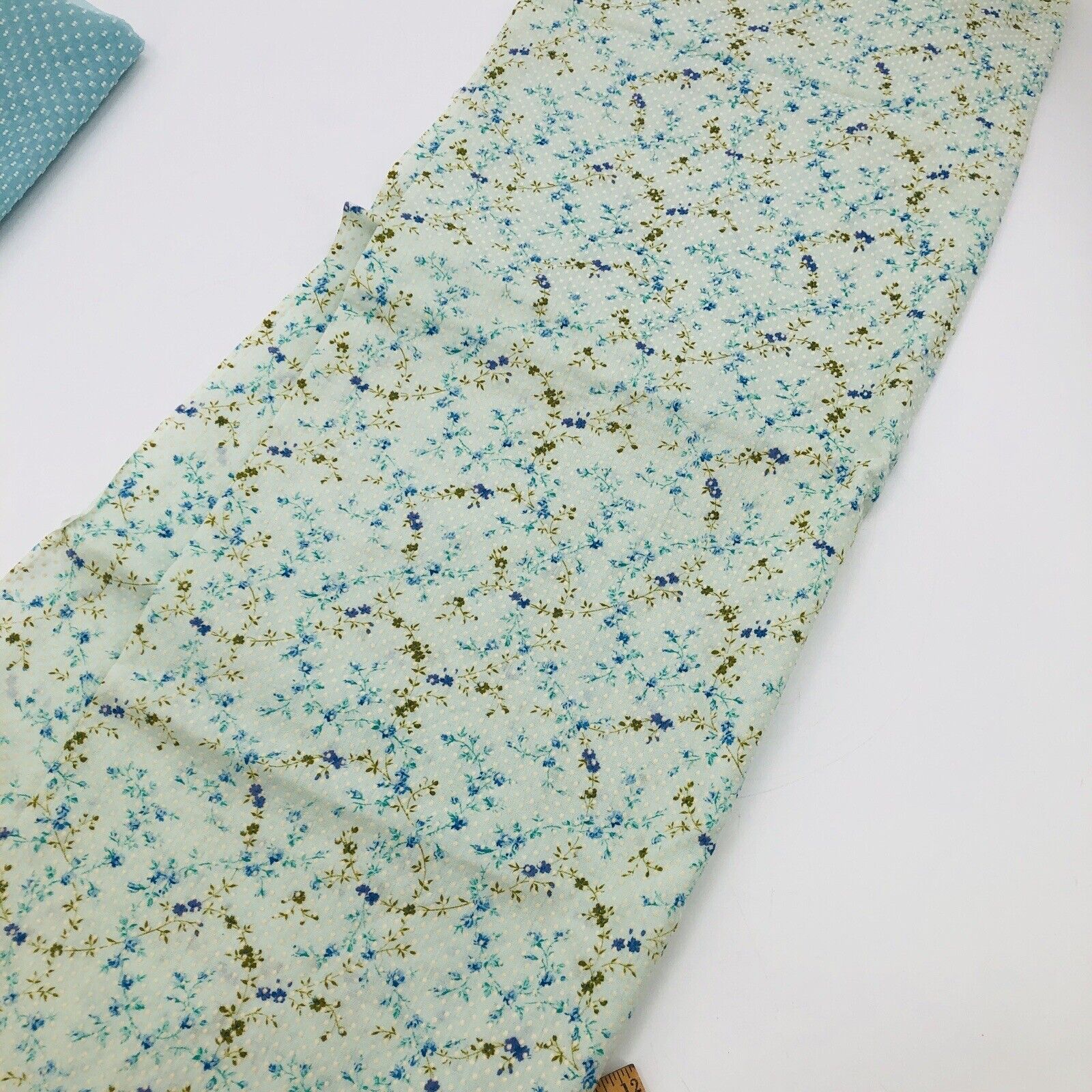 Vintage Swiss Dot Fabric Sheer Lot Remanents Pink Blue Flowers - Image 7