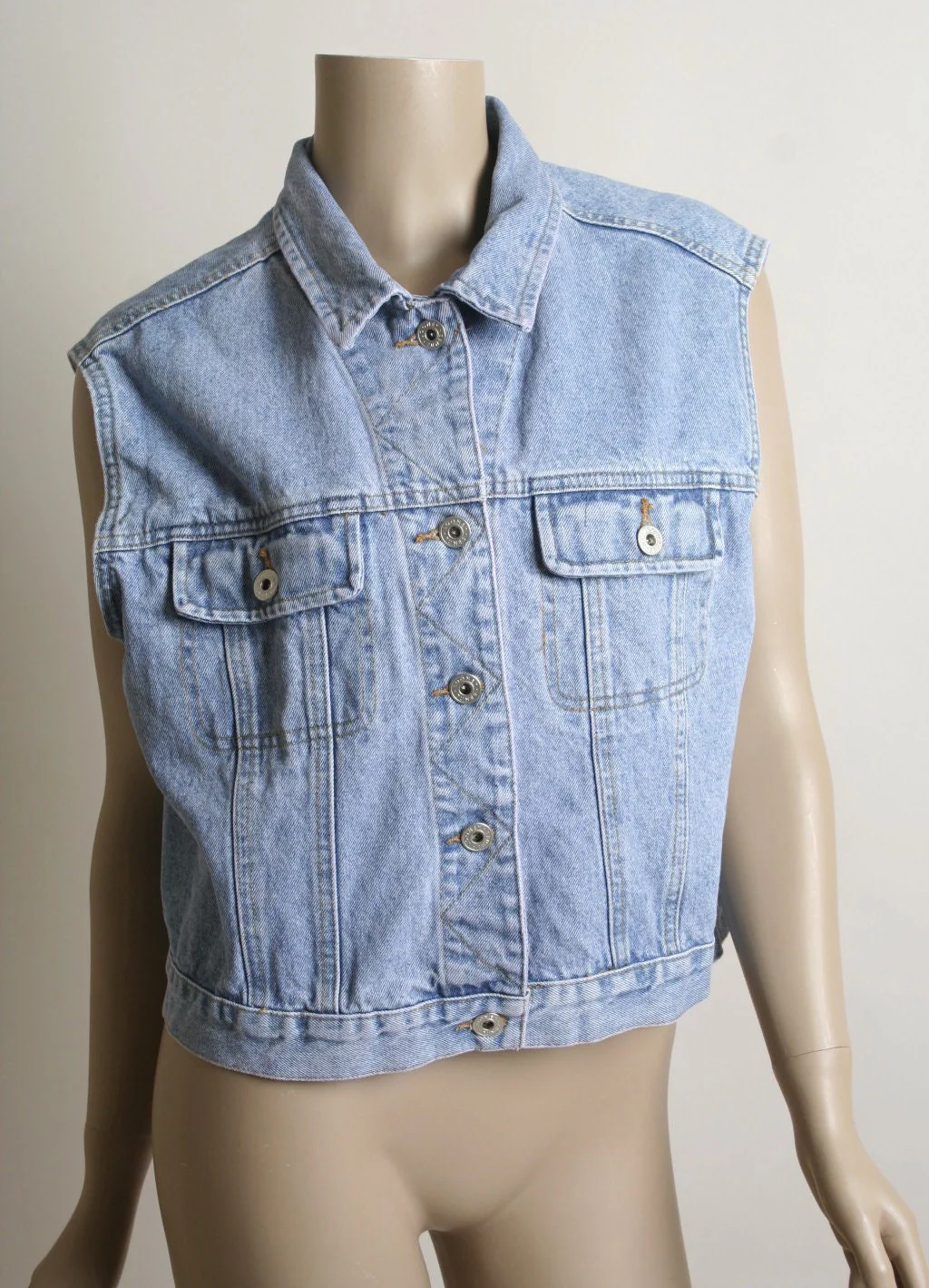Vintage Sylvester and Tweety Bird Denim Vest 90s Looney Tunes Sleeveless Jean Button Up Vest Large by Warner Brothers - Image 4