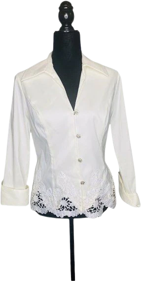 Vintage Taffeta Blouse Rhinestones Embroidered Hand Beaded by Víctor Costa