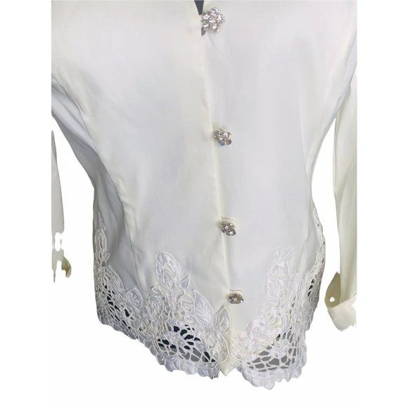 Vintage Taffeta Blouse Rhinestones Embroidered Hand Beaded by Víctor Costa - Image 10