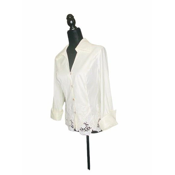 Vintage Taffeta Blouse Rhinestones Embroidered Hand Beaded by Víctor Costa - Image 7