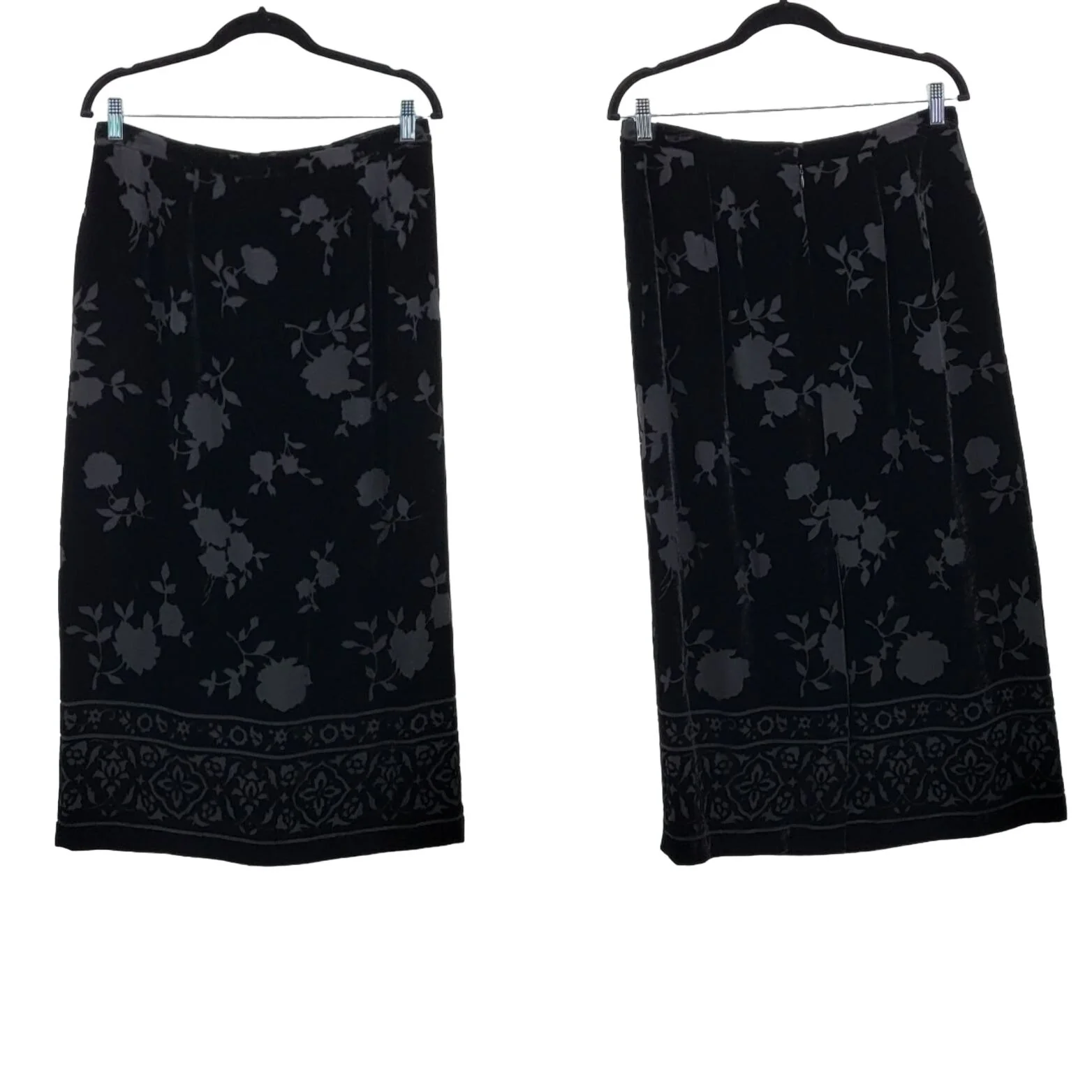 Vintage Talbots Skirt Maxi Silk Burnout Floral Velvet Black 14 Gothic Grunge by Talbots - Image 2