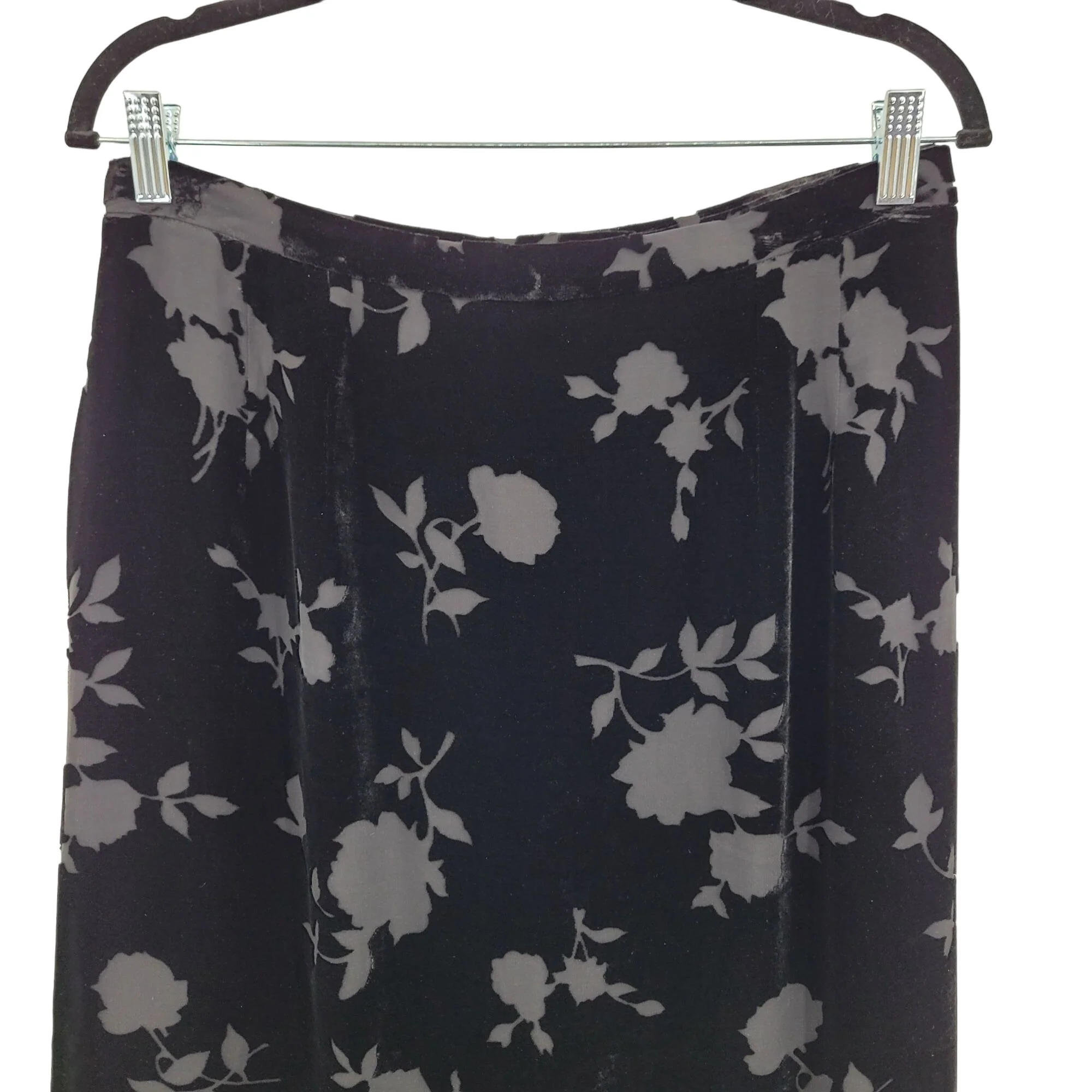 Vintage Talbots Skirt Maxi Silk Burnout Floral Velvet Black 14 Gothic Grunge by Talbots - Image 6