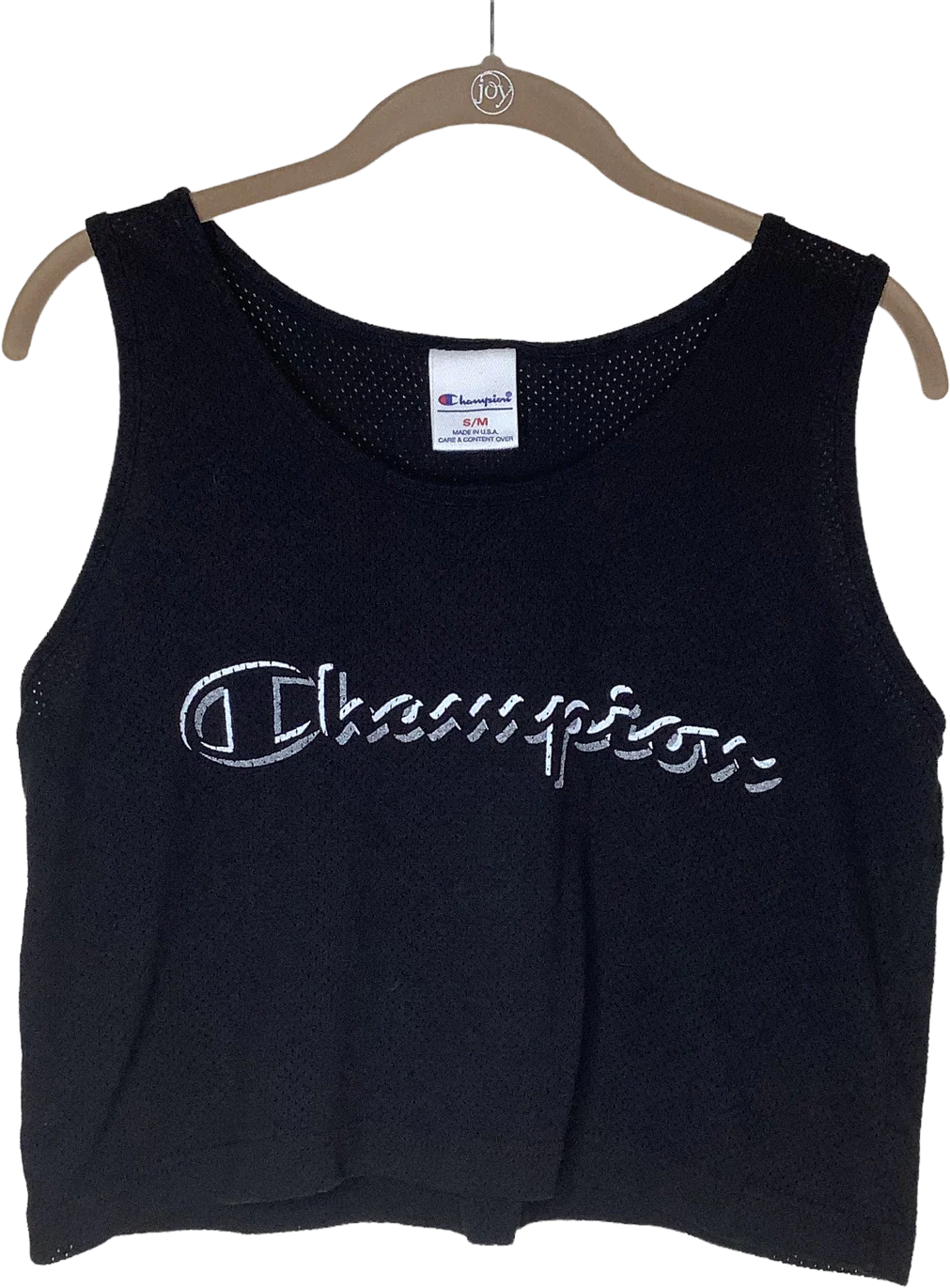 Vintage Tank 80s 90s Mens Small Womens Medium Cropped Spell Out Mesh by Champion
