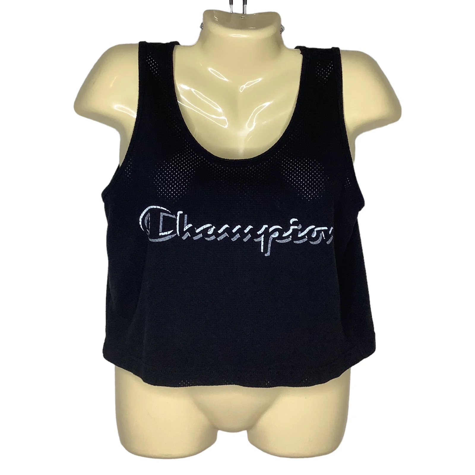 Vintage Tank 80s 90s Mens Small Womens Medium Cropped Spell Out Mesh by Champion - Image 5
