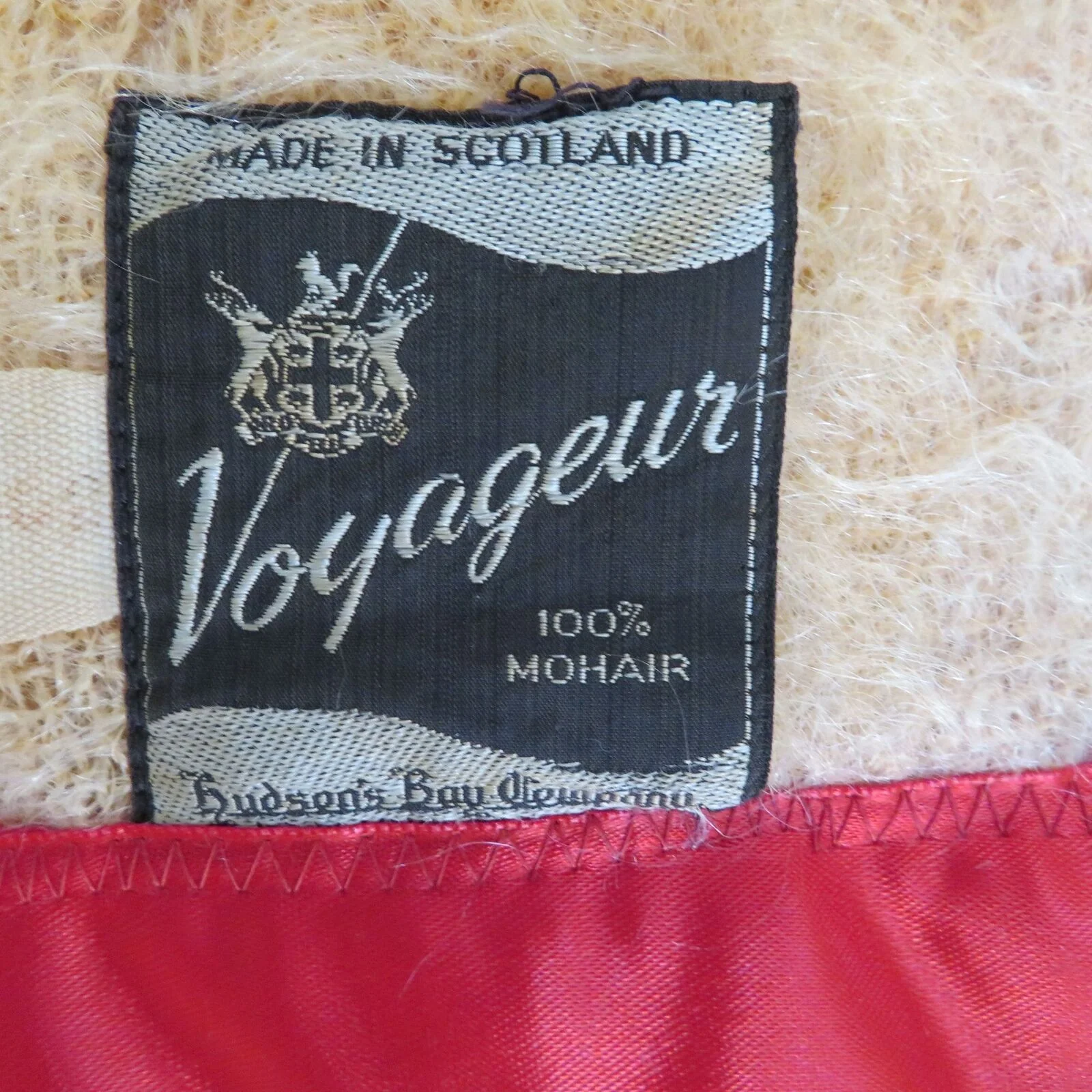 Vintage Tartan Plaid Mohair Throw Blanket Red Satin Trim Scotland by Hudson Bay - Image 7
