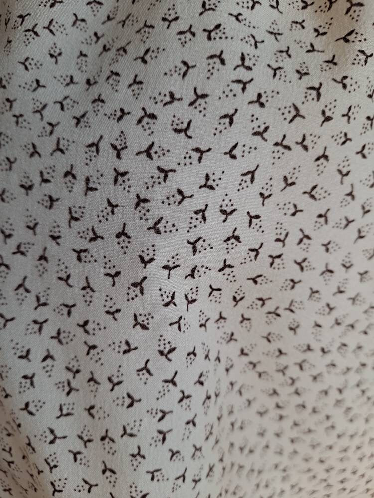 70s Vintage Off White And Brown Print Blouse By Teba - Image 9