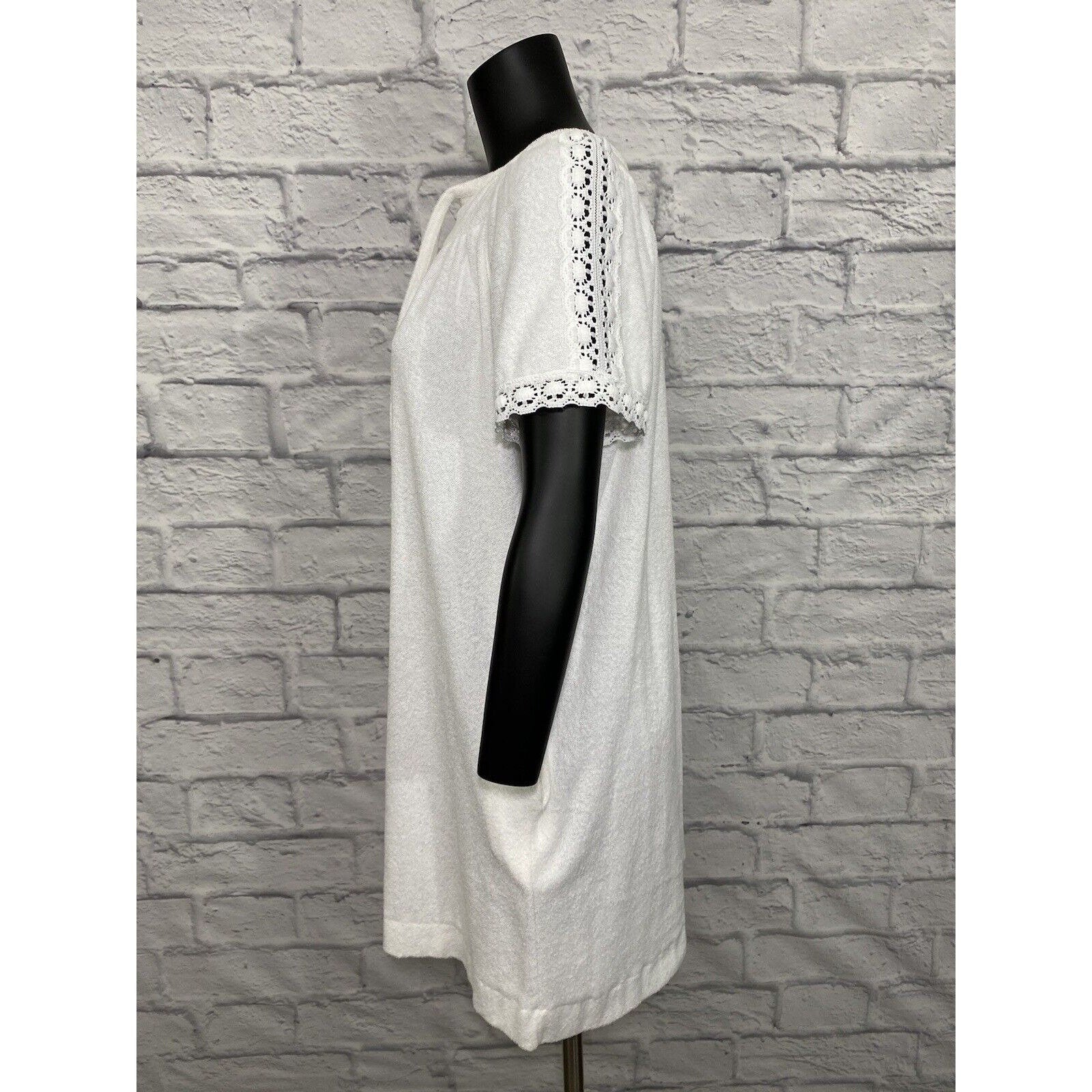 Vintage Terry Cloth Katz Swim Cover Nightgown Robe White Talon Zip 70s by Katz - Image 5