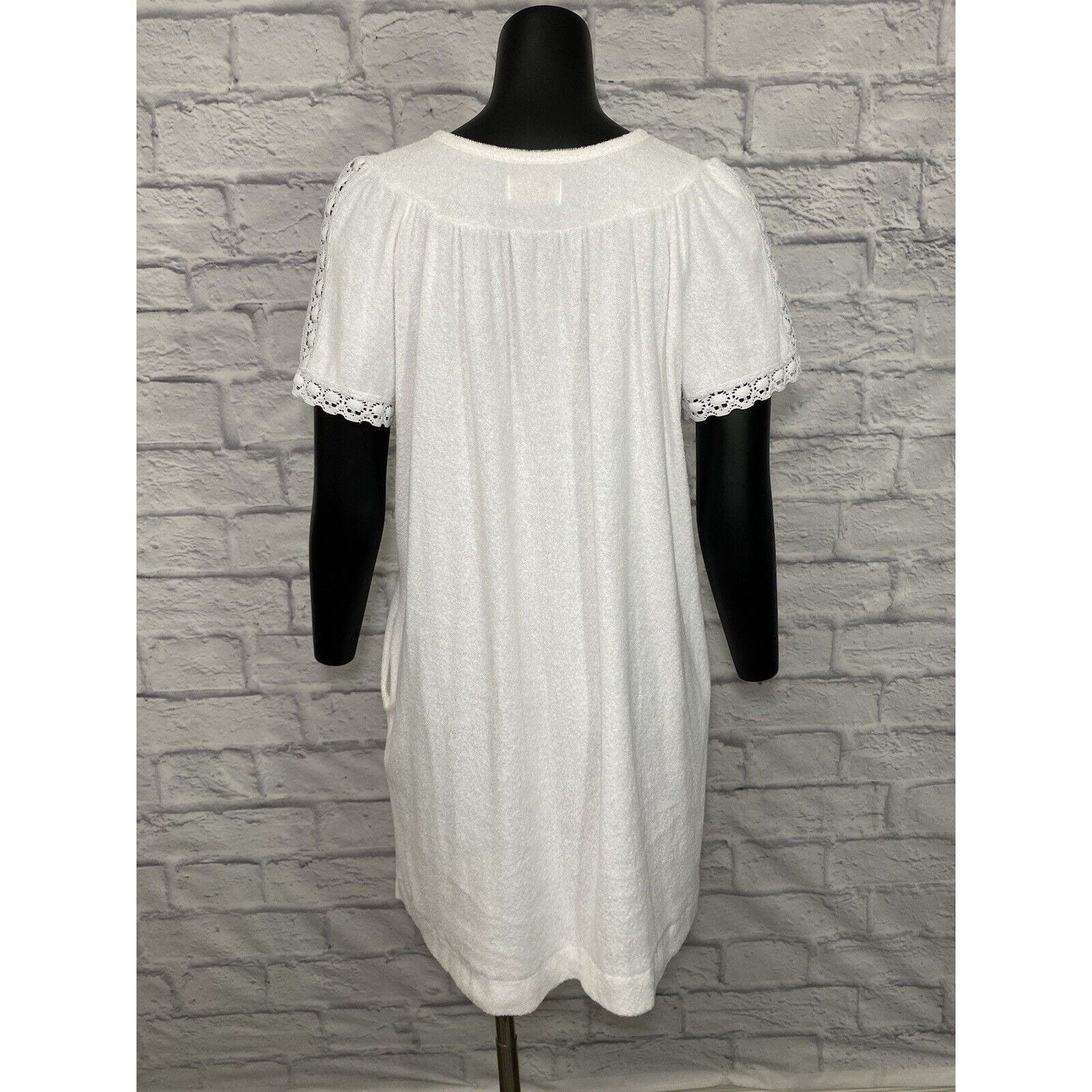 Vintage Terry Cloth Katz Swim Cover Nightgown Robe White Talon Zip 70s by Katz - Image 6