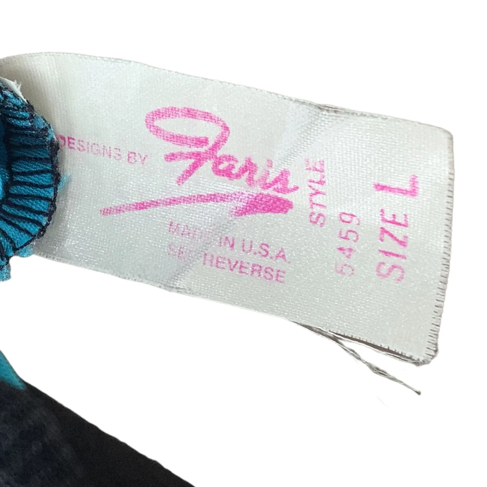 Vintage Thong Teddy Xs/s Teal Satin Garter Ruffle Lace Sheer Back Hi Cut 80s 90s - Image 4