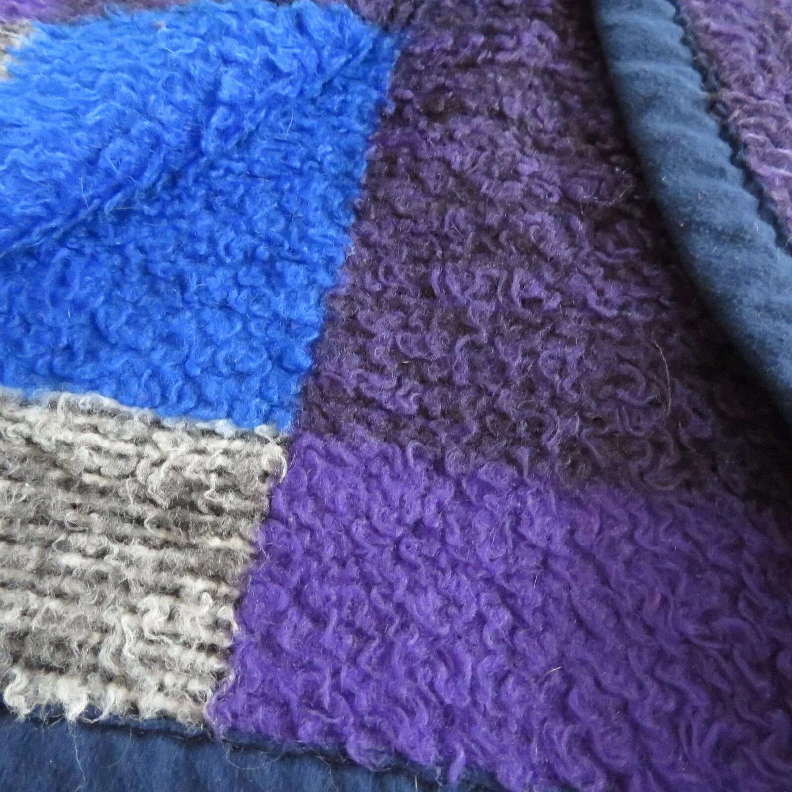 Vintage Throw Blanket Blue Purple Check Reversible Made In Usa by Biederlack - Image 10