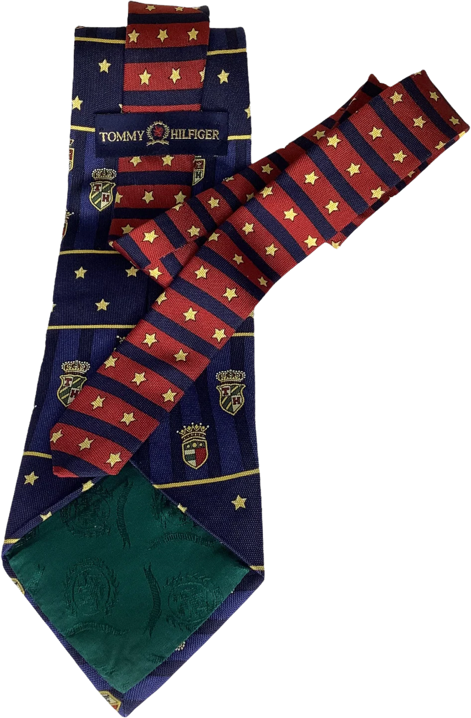 Vintage Tie Silk 90s 00s Crest Logo Stars Stripes Usa Made 58x3. 5 by Tommy Hilfiger