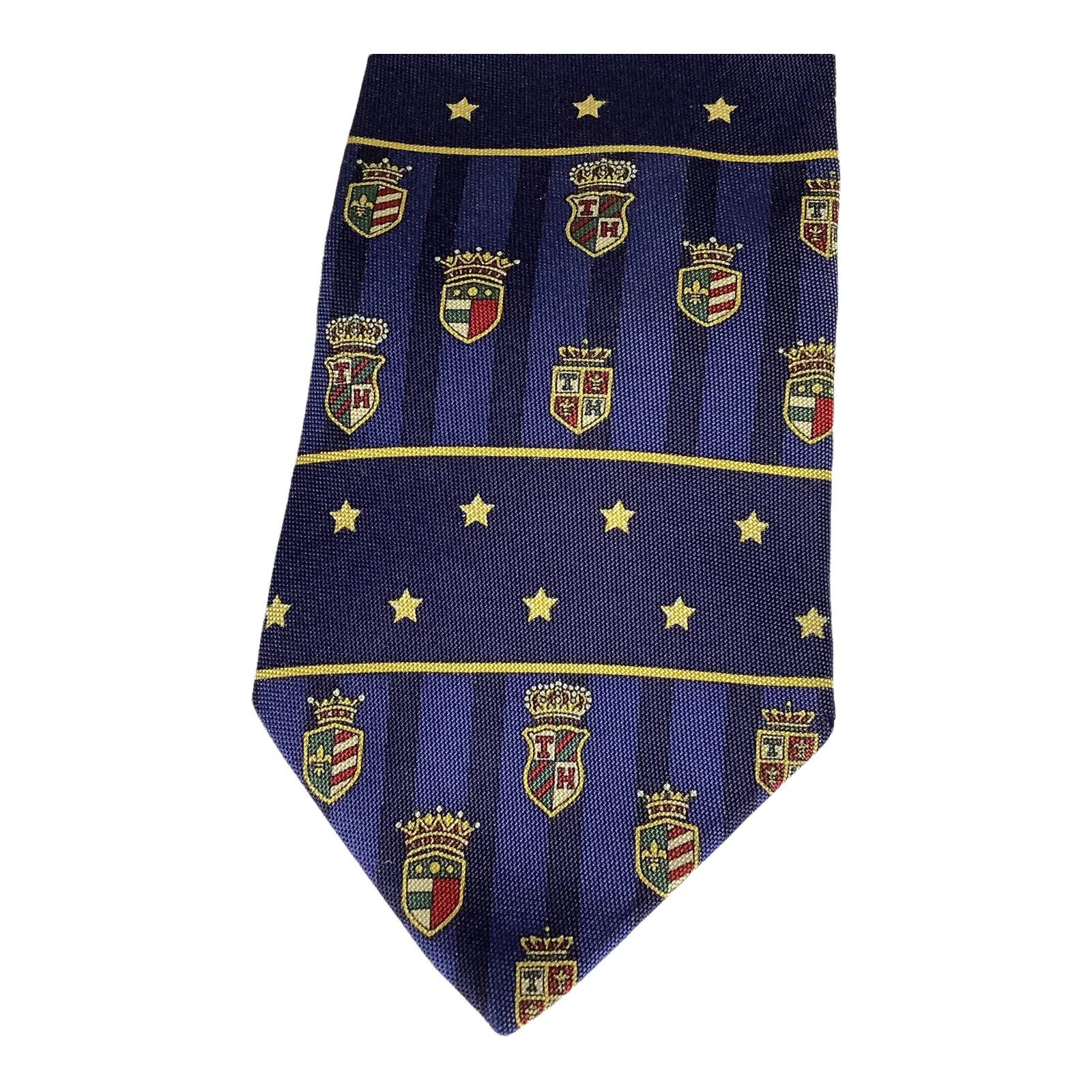 Vintage Tie Silk 90s 00s Crest Logo Stars Stripes Usa Made 58x3. 5 by Tommy Hilfiger - Image 5