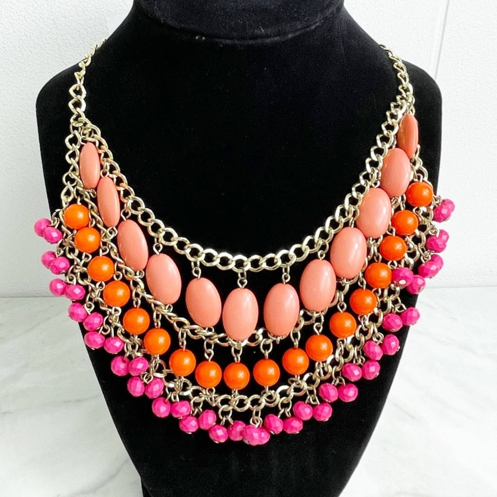 Vintage Tiered Bobble Bead Statement Necklace - Image 4