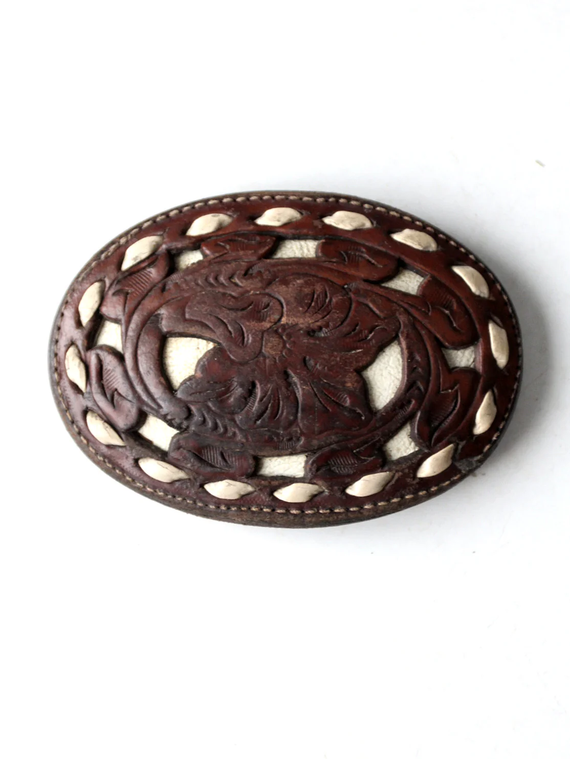 Vintage Tooled Leather Buckle - Image 3