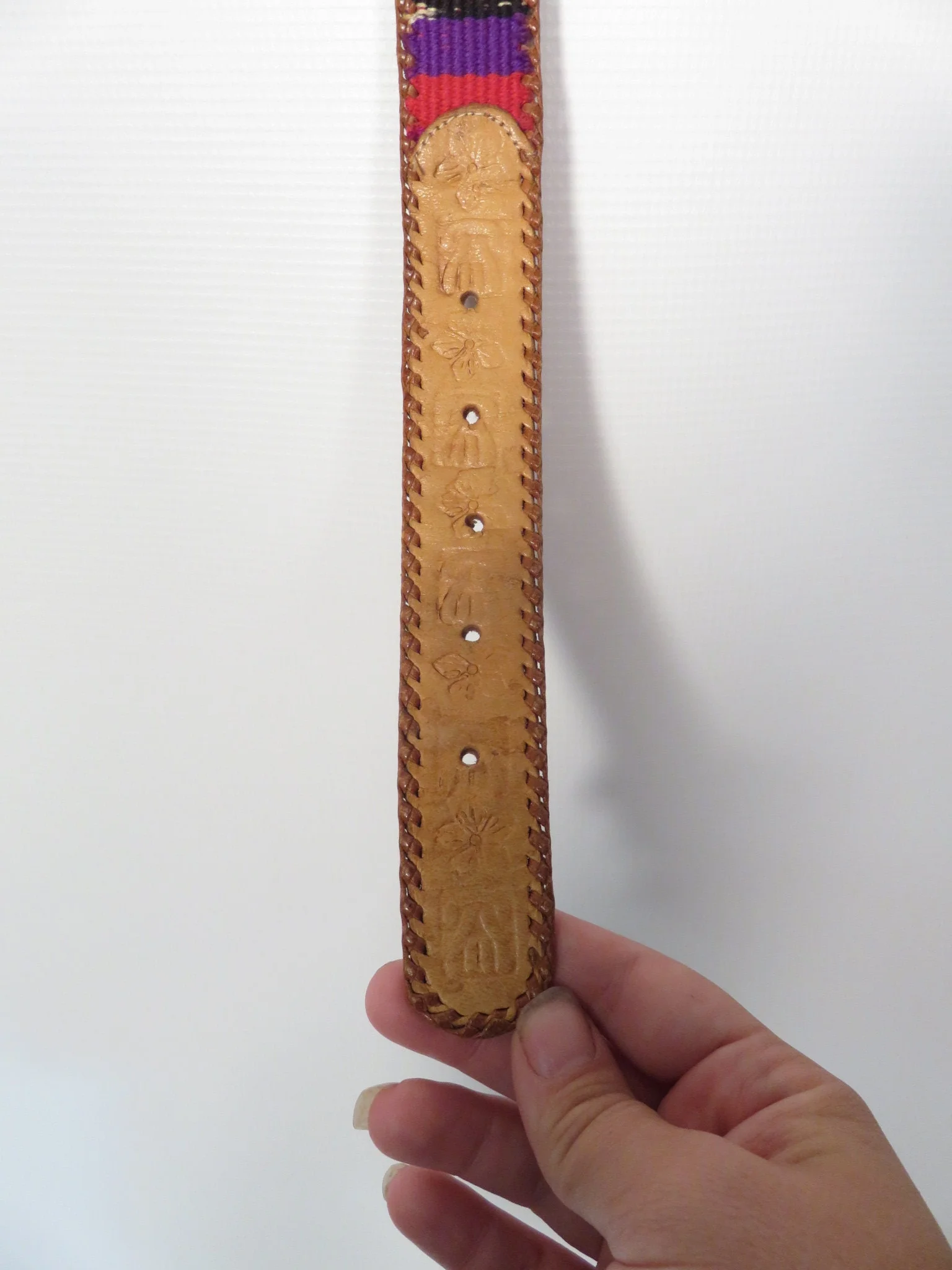 Vintage Tooled Leather Made In Guatemala Belt Size 32 - Image 5