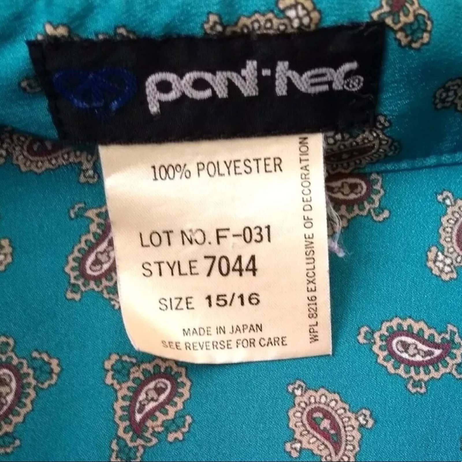 Vintage Top 70s 80s Secretary Disco Teal Button Up Long Sleeve Paisley Pleated - Image 3