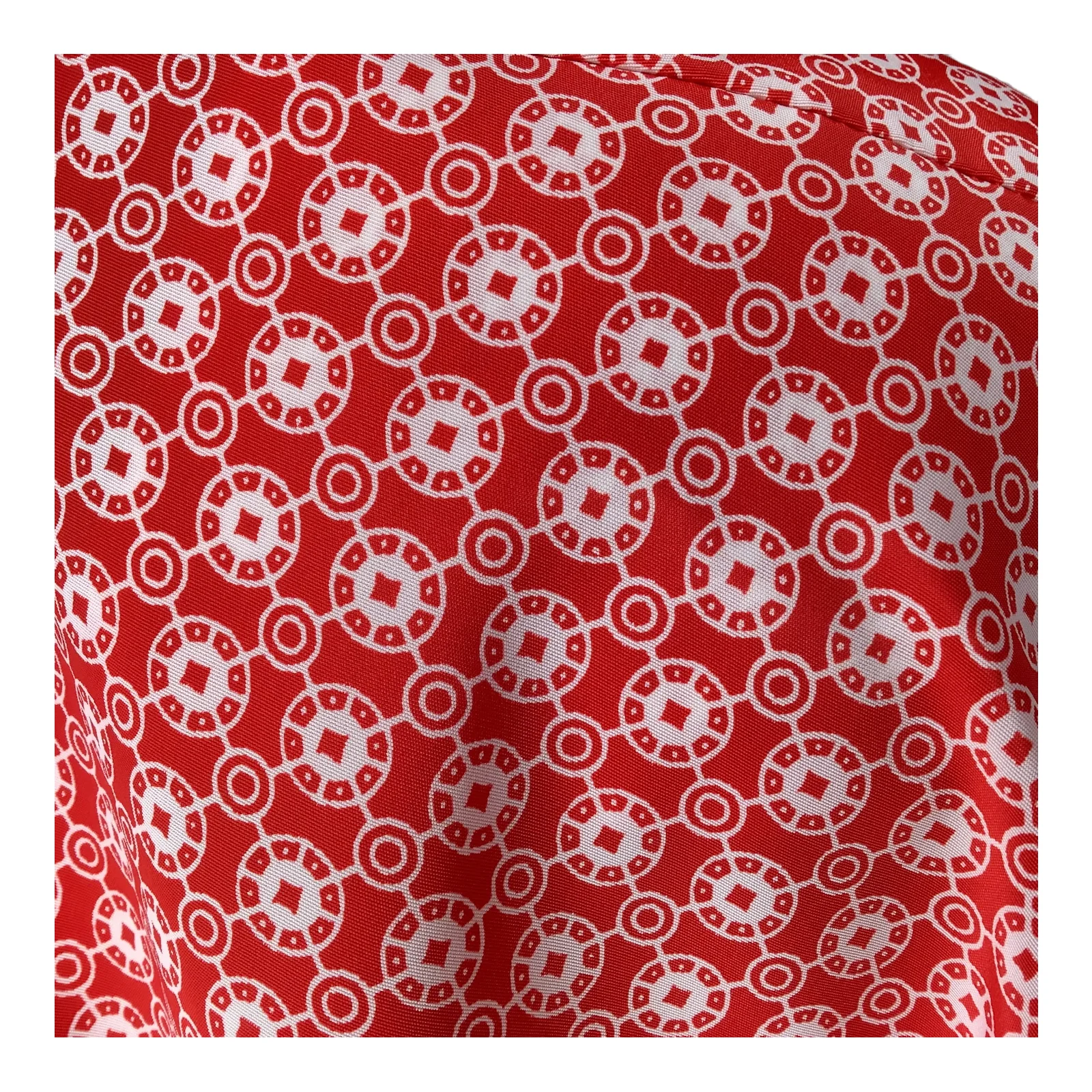Vintage Top 80s 90s Short Dolman Sleeve M Red White Boxy Geo Print Shoulder Pads - Image 6