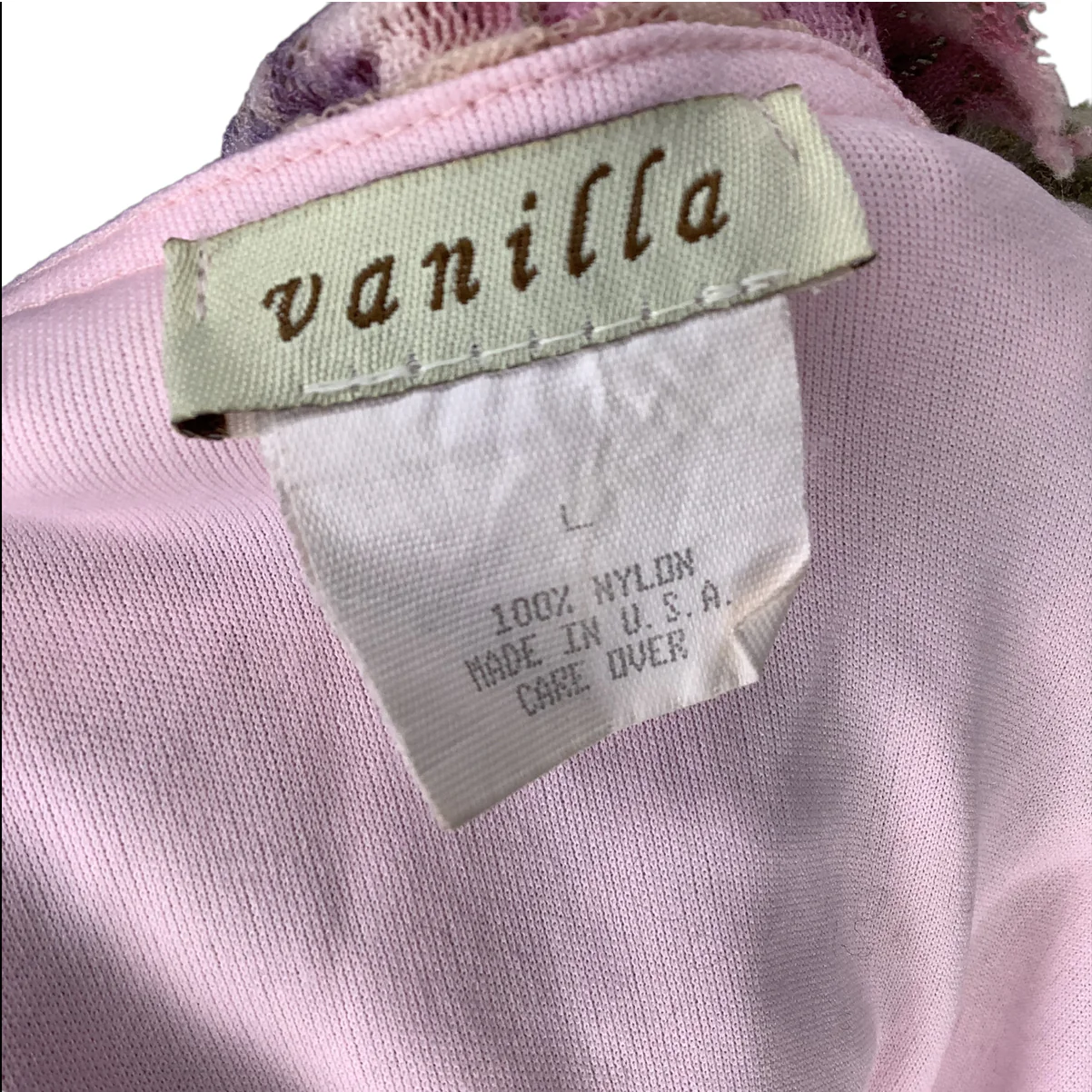 Vintage Top 90s 00s Medium Lace Ruffle Front Floral Pastel Fairy Romantic Crop M by Vanilla - Image 8