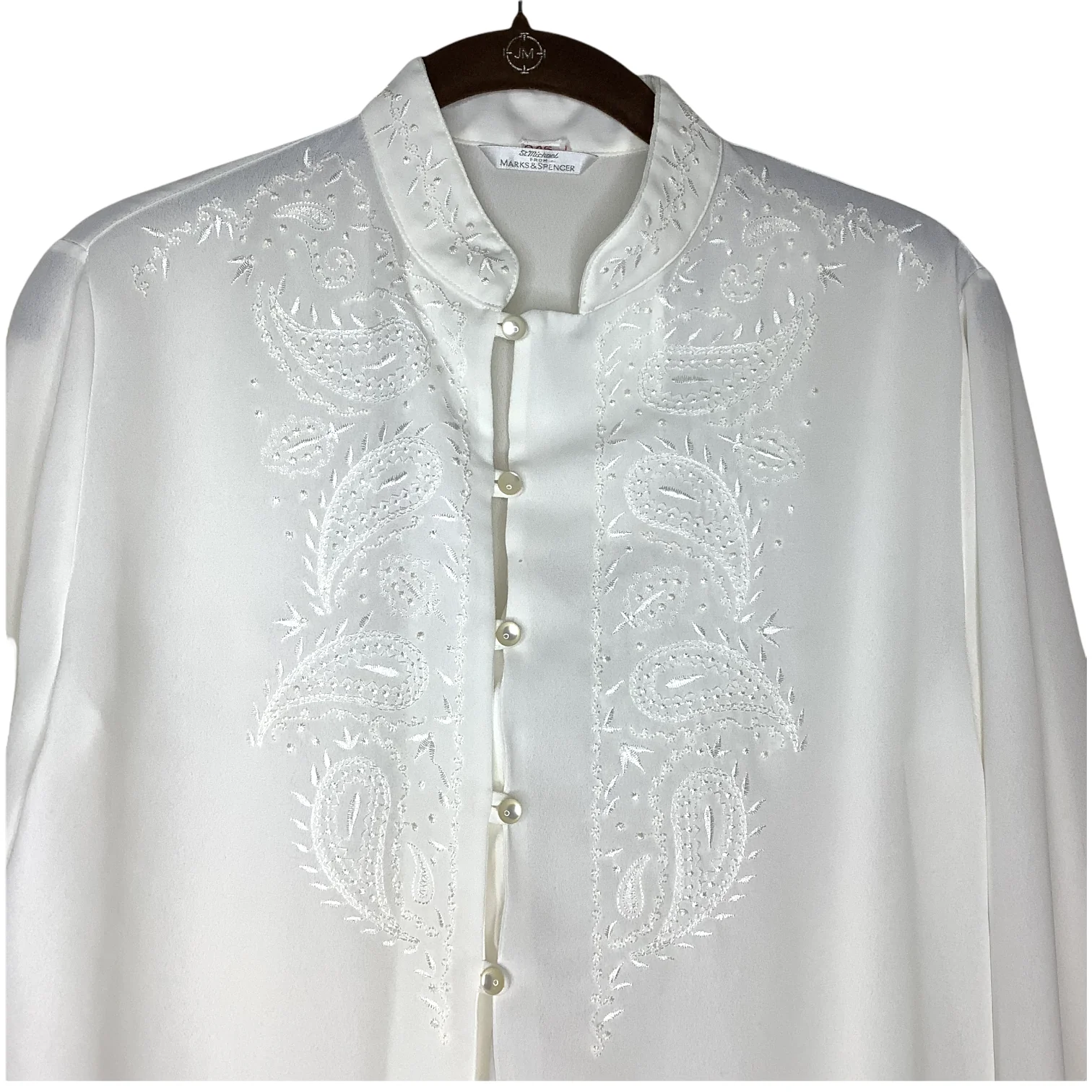 Vintage Top St Michael Marks and Spencer Embroidered Paisley Print Loop Button 6 - Image 3