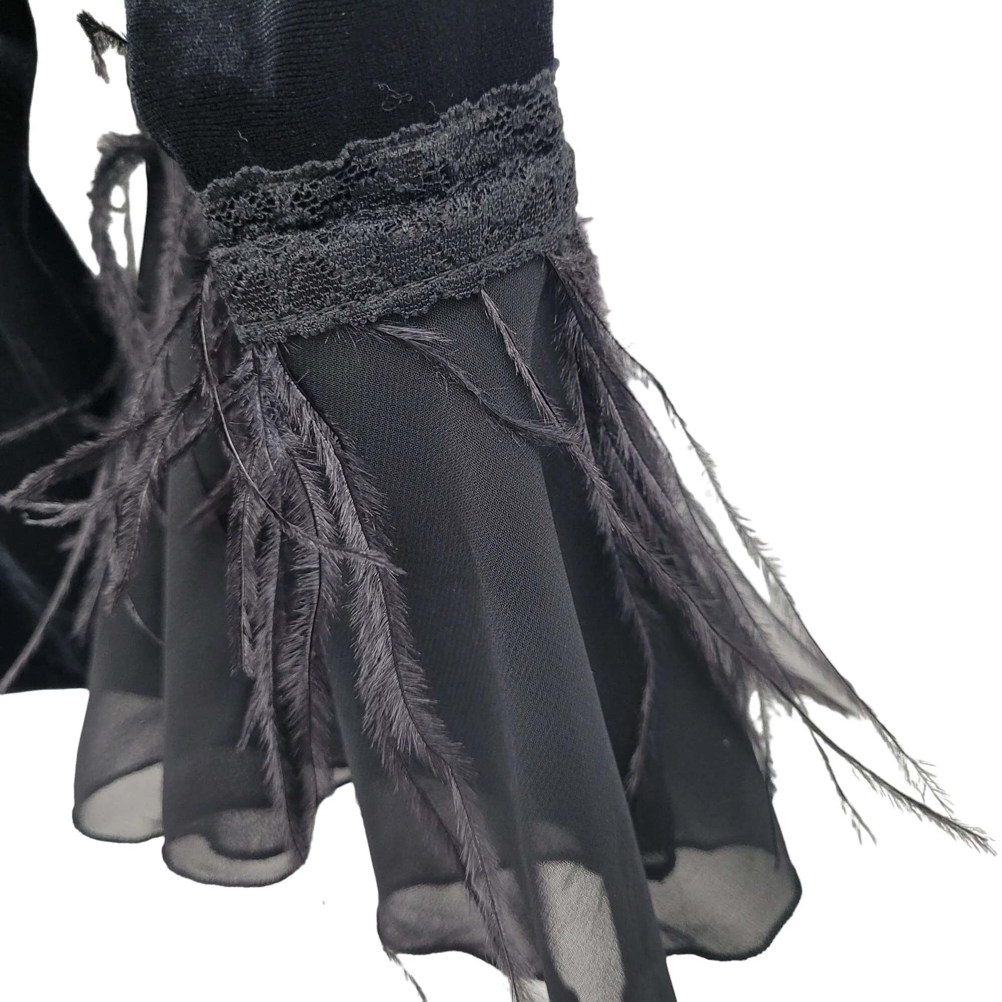 Vintage Top Velour Wrap Bell Feather Fringe by Jackie Jon New York - Image 4