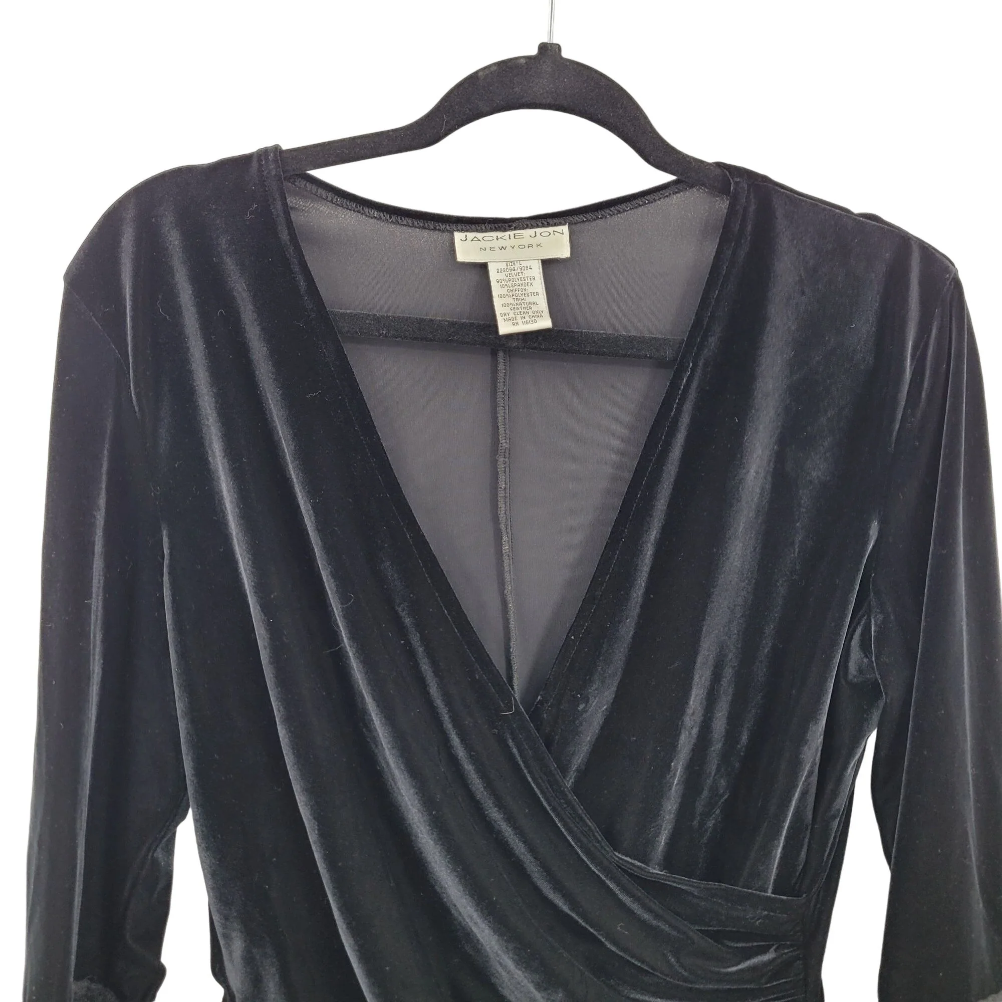 Vintage Top Velour Wrap Bell Feather Fringe by Jackie Jon New York - Image 5
