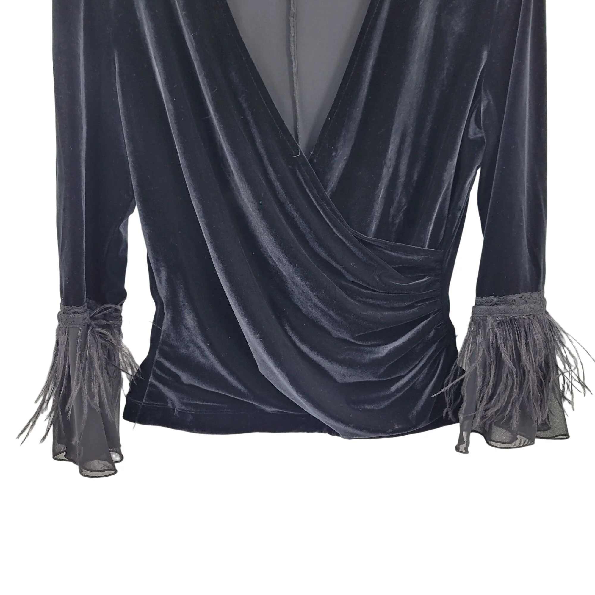 Vintage Top Velour Wrap Bell Feather Fringe by Jackie Jon New York - Image 6