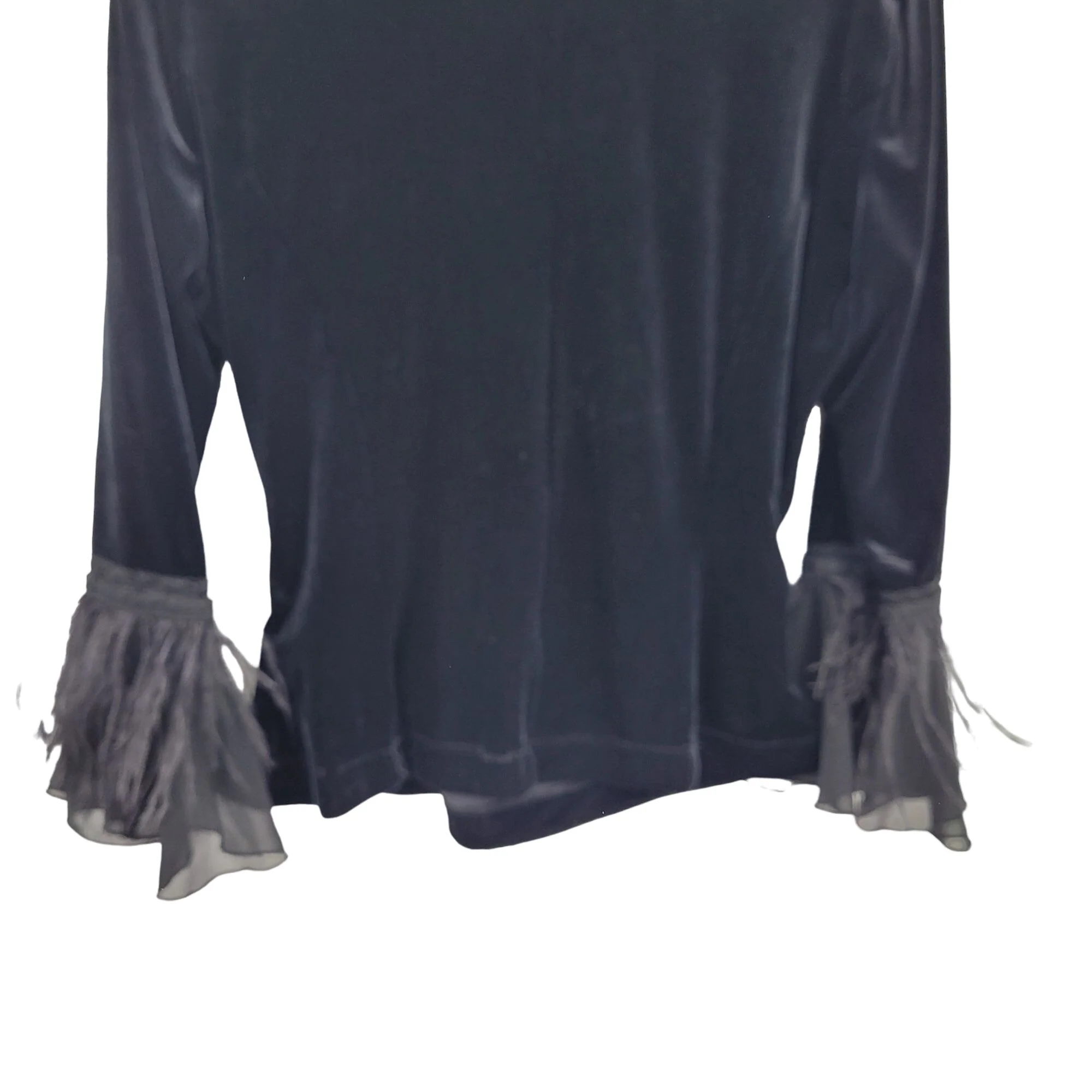 Vintage Top Velour Wrap Bell Feather Fringe by Jackie Jon New York - Image 8