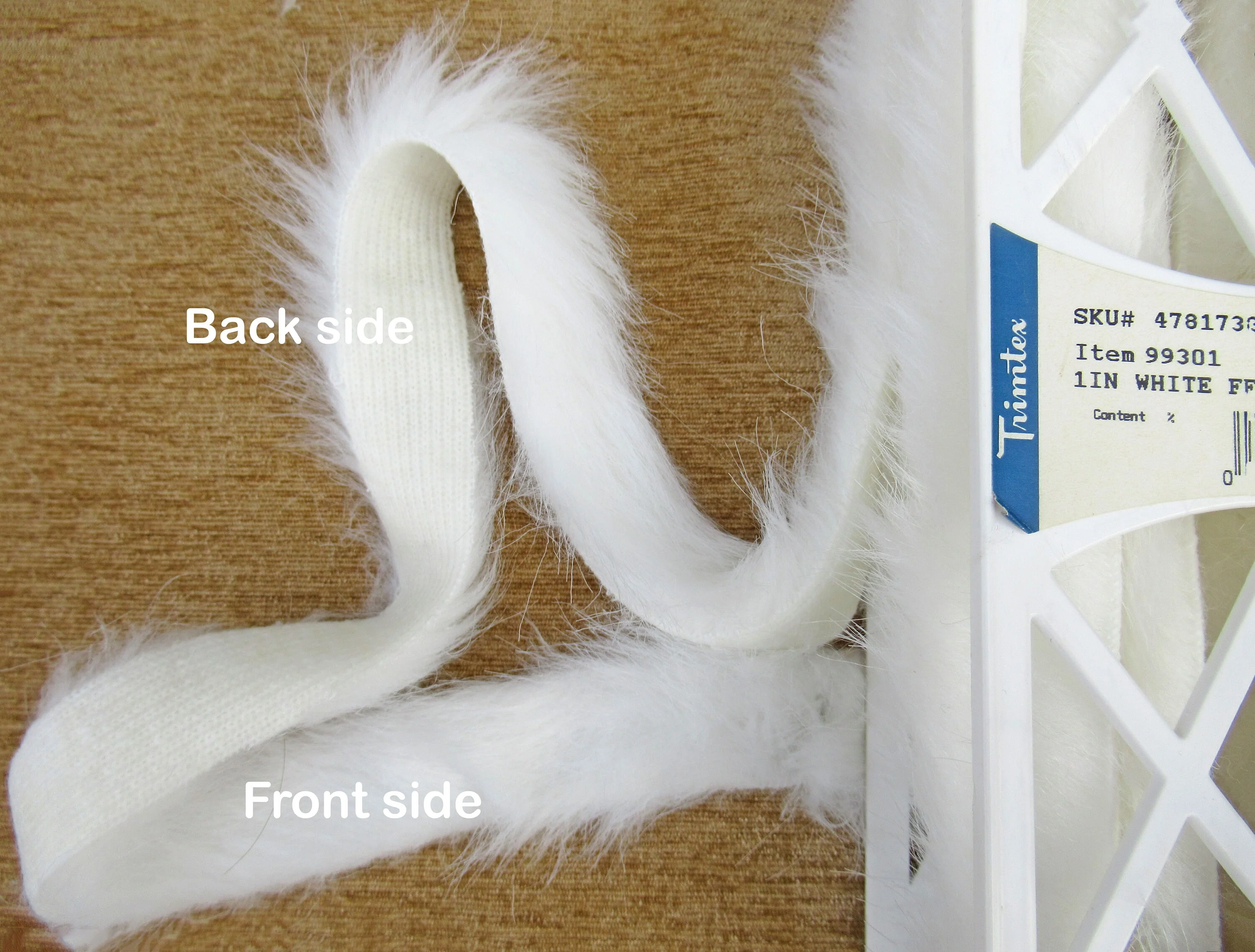 Vintage Trimtex 1 Wide White Fur Trim Complete Uncut 3 and 23 Yards Long Strip On Original Store Plastic Roll Dry Clean by Trimtex - Image 4