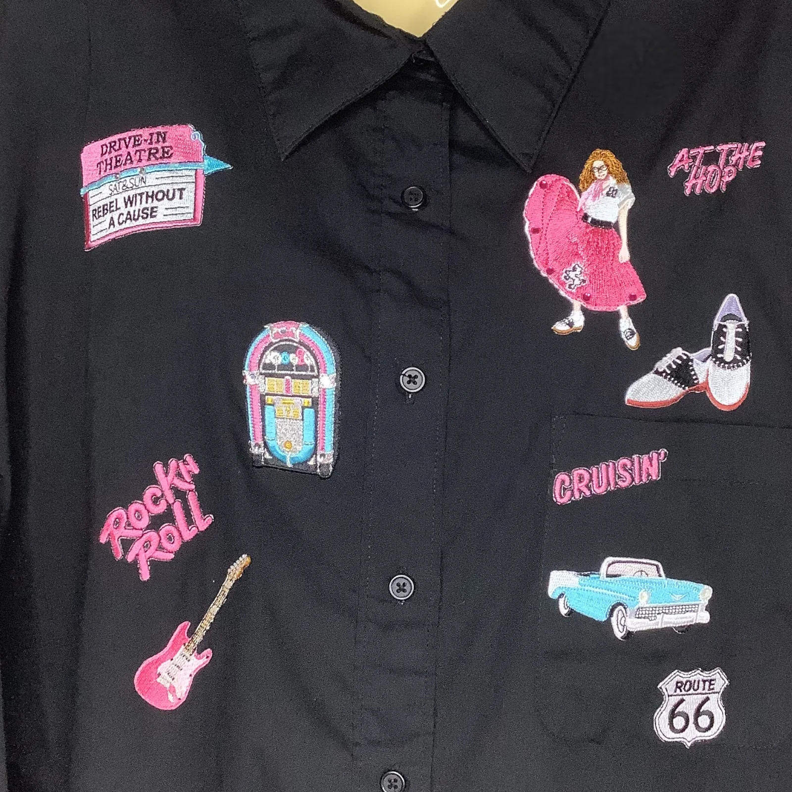 Vintage Tunic Shirt 3x Embroidered 50s Retro Theme Sock Hop Cruising Rock Music - Image 4