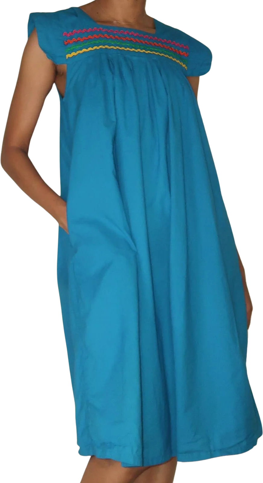 Vintage Turquoise Cotton Dress by Donna