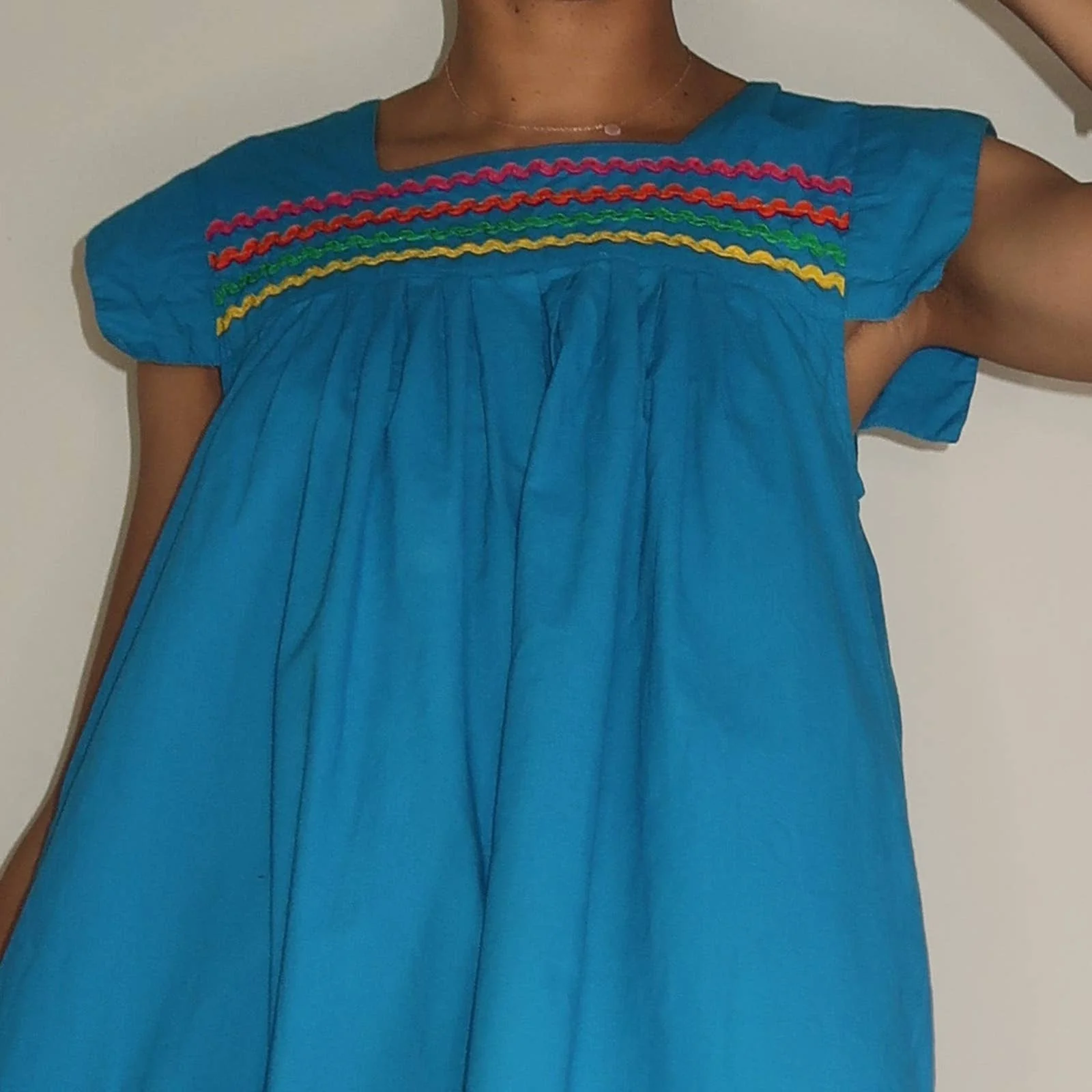 Vintage Turquoise Cotton Dress by Donna - Image 6
