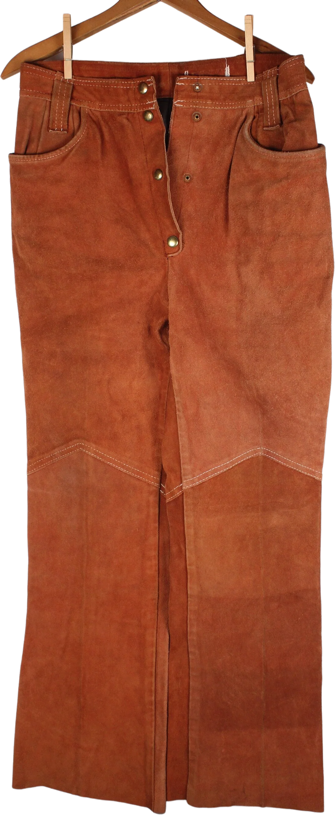 Vintage Unisex Heavy Brown Suede Work Cowboy Motorcycle Riding Pants