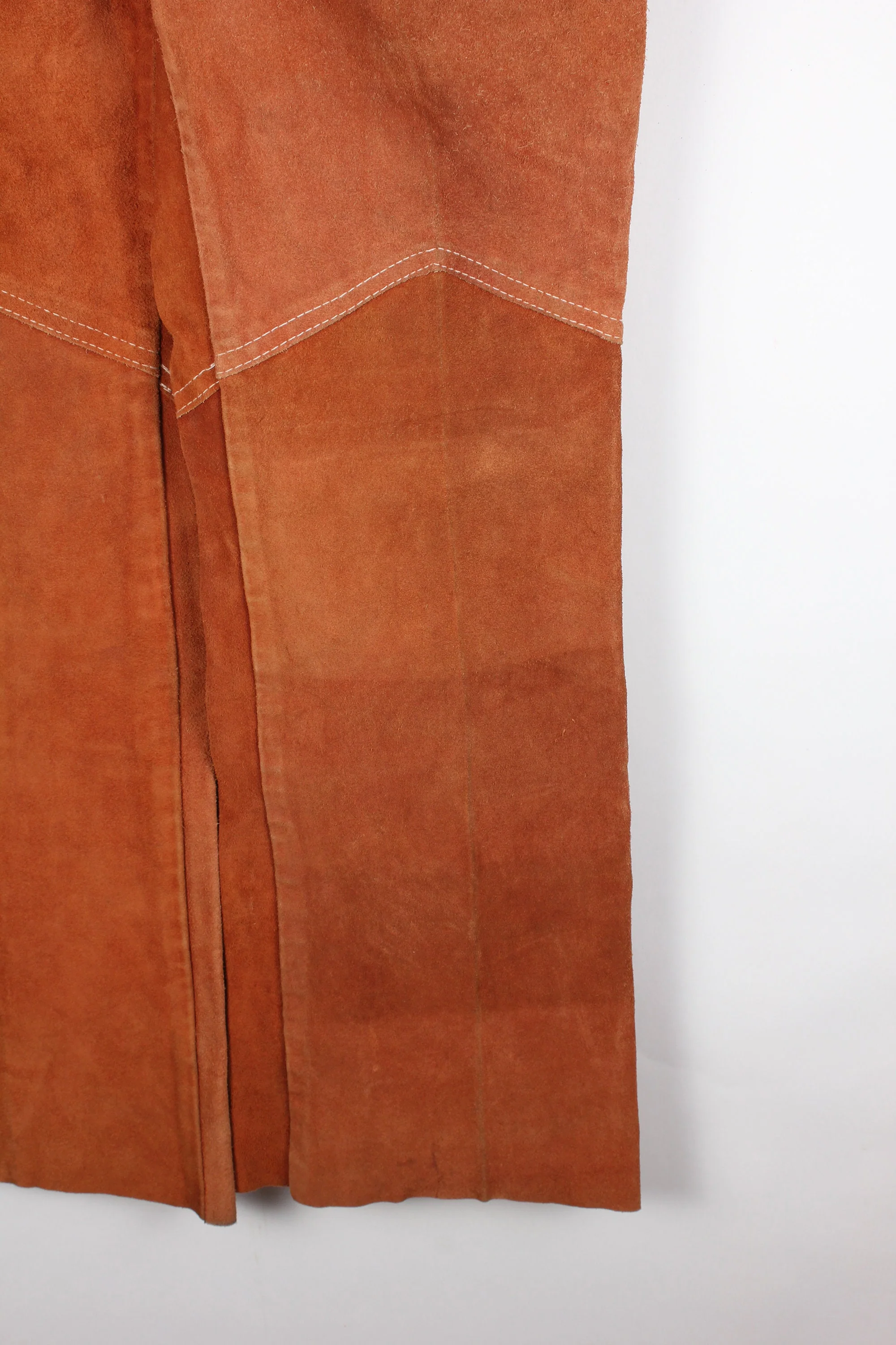 Vintage Unisex Heavy Brown Suede Work Cowboy Motorcycle Riding Pants - Image 5