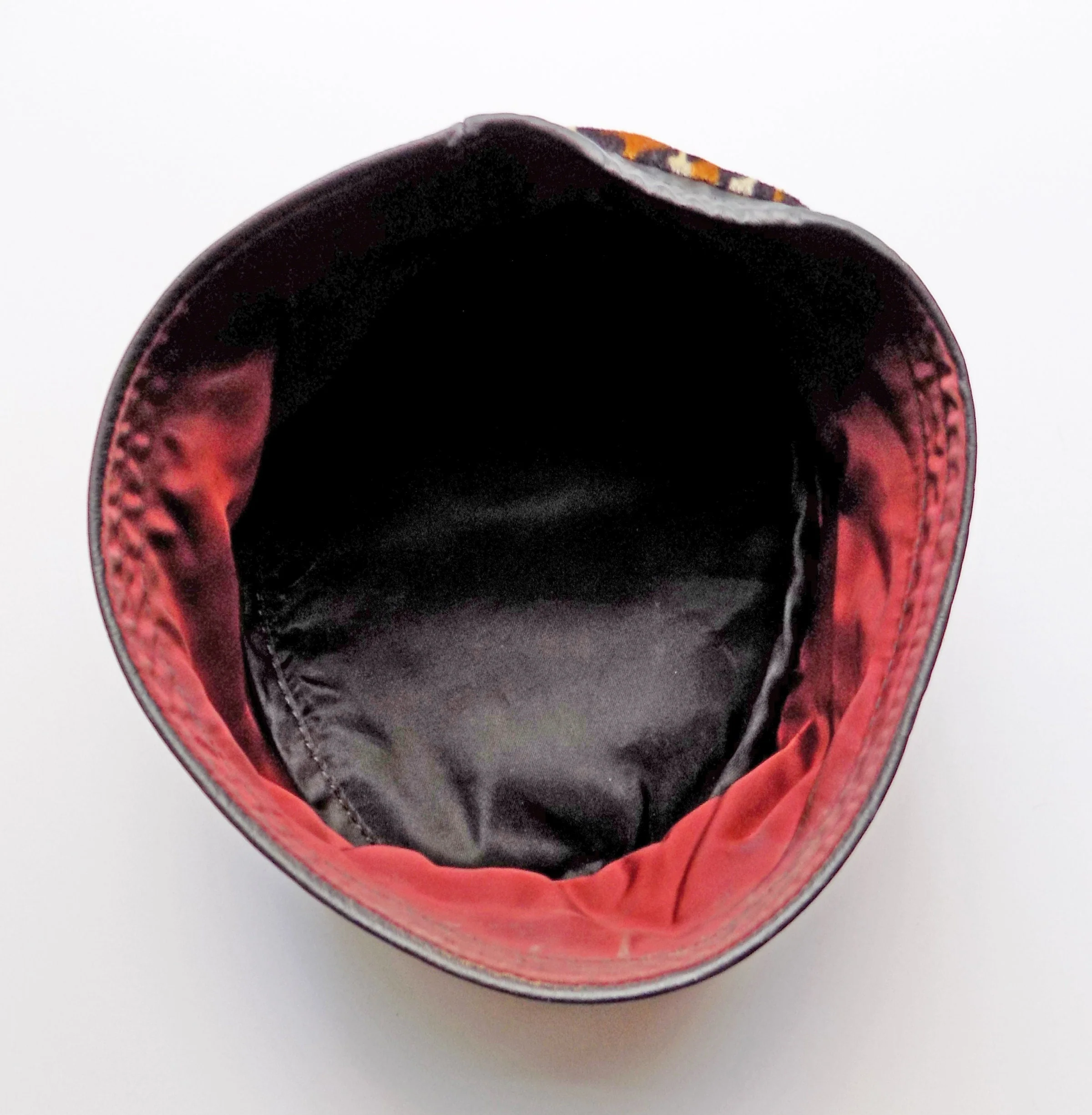 Vintage Unisex Leopard and Black Leather Hat Pillbox Animal Print Black History Month - Image 5