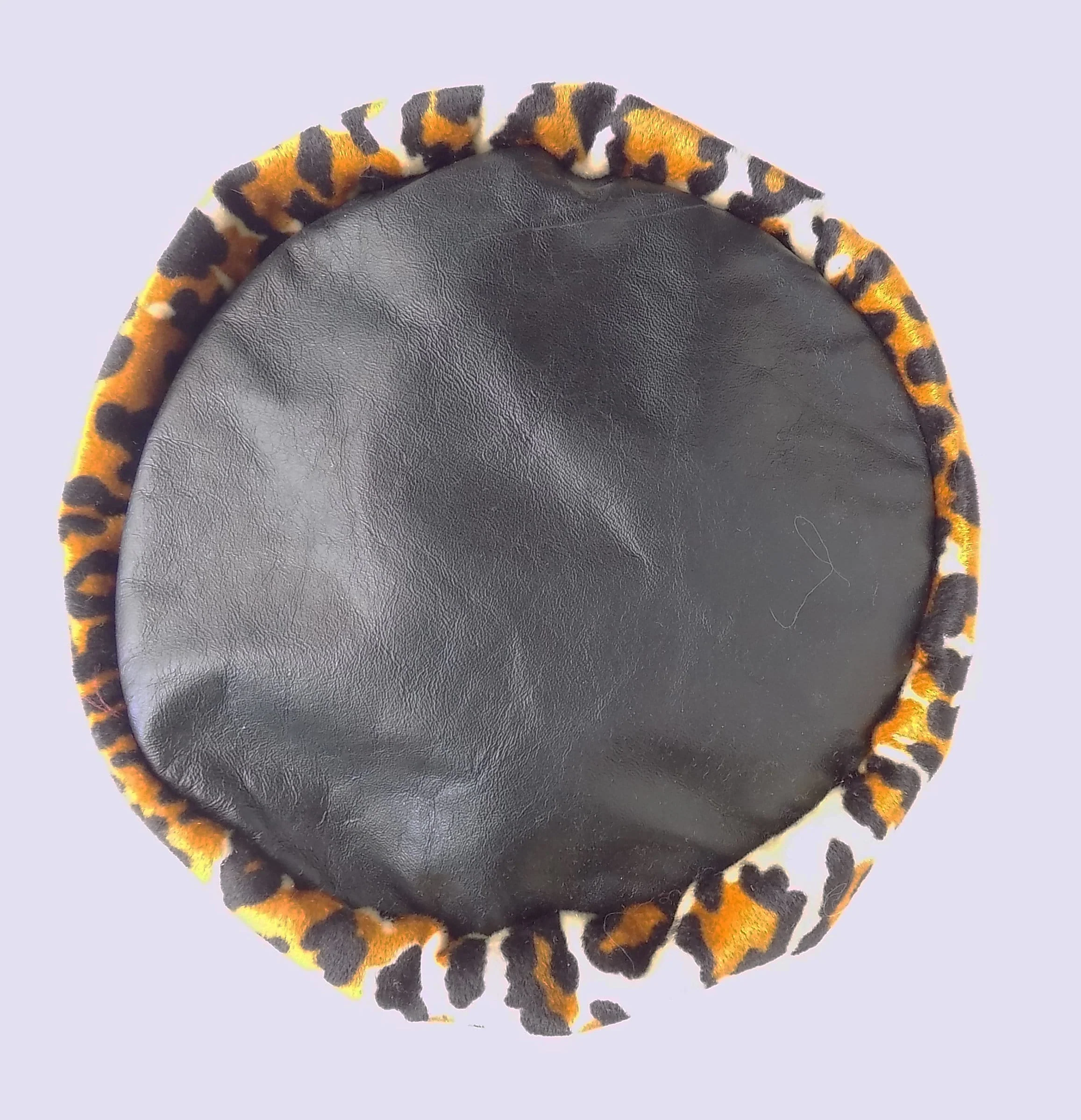 Vintage Unisex Leopard and Black Leather Hat Pillbox Animal Print Black History Month - Image 6