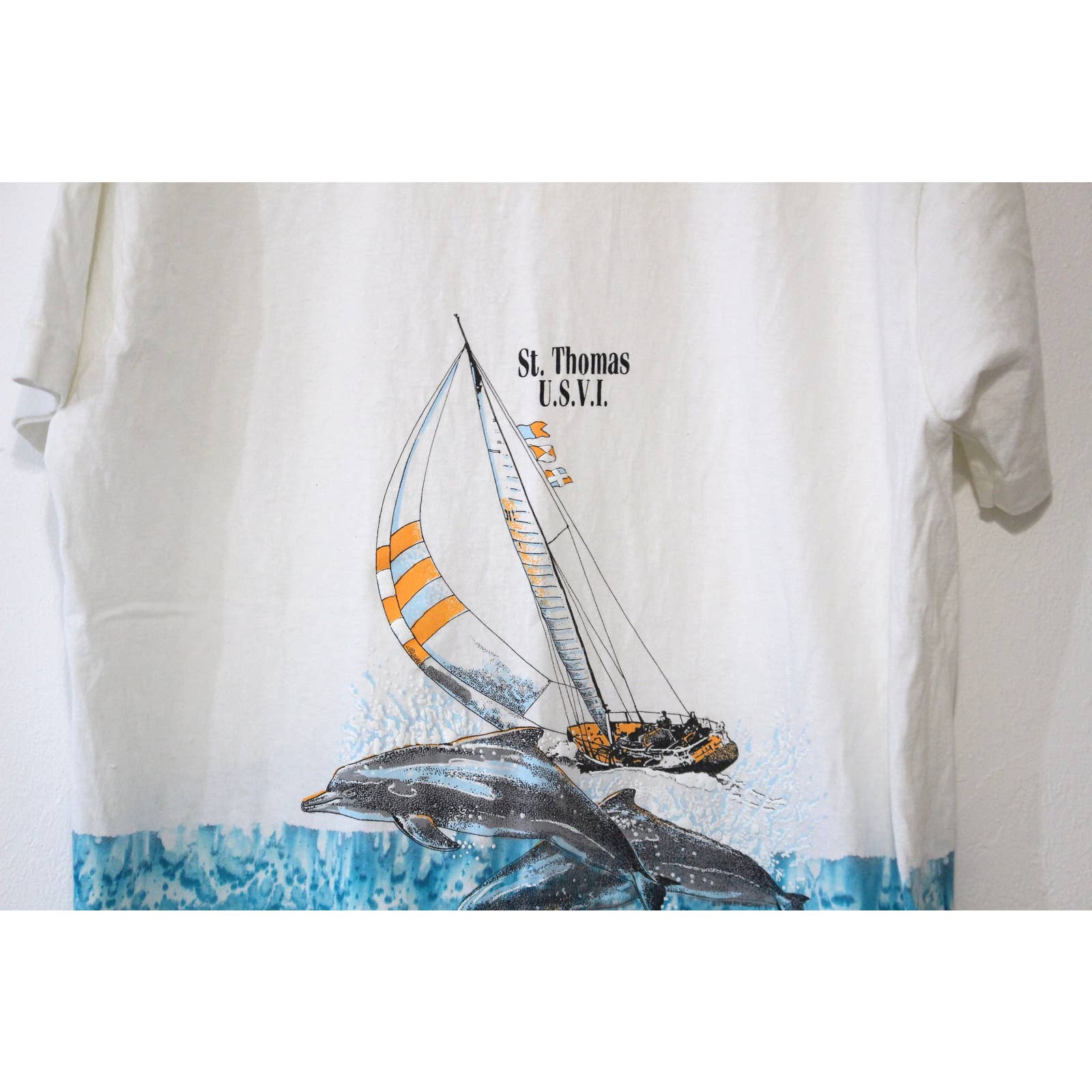 Vintage United States Virgin Islands St Thomas Usvi Dolphin T-Shirt Xxxl 3x by Fruit of The Loom - Image 3