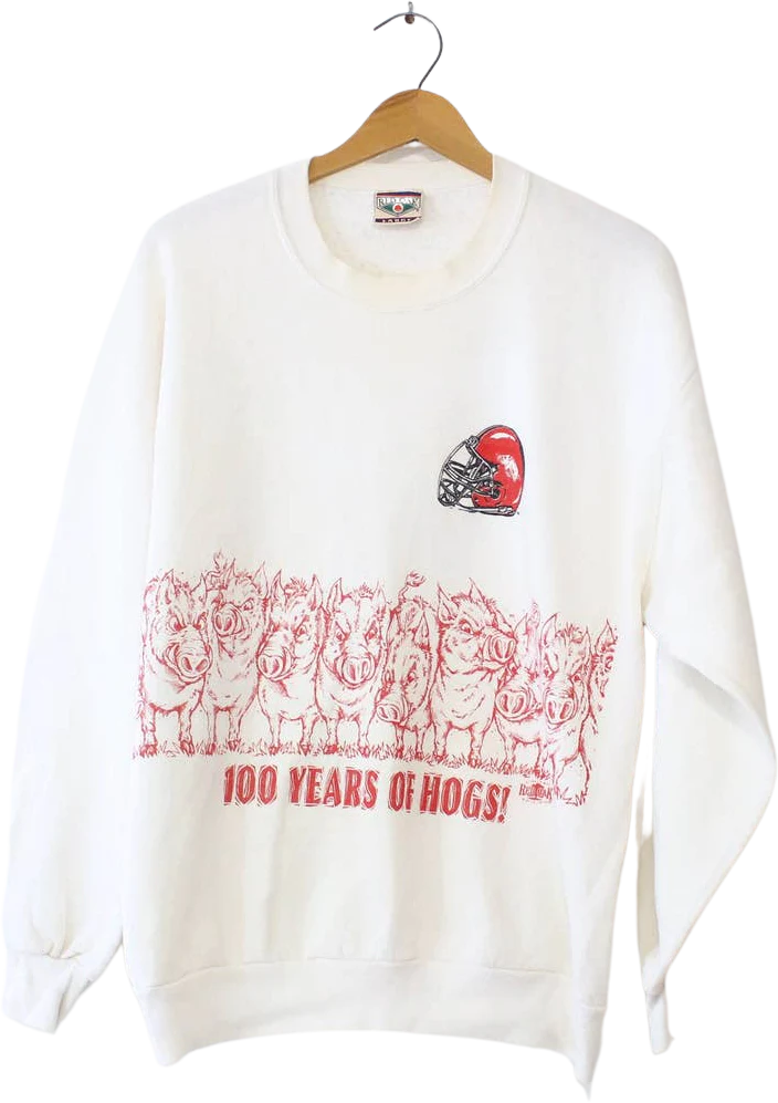 Vintage University of Arkansas Razorbacks Football Sweatshirt Large by Red Oak
