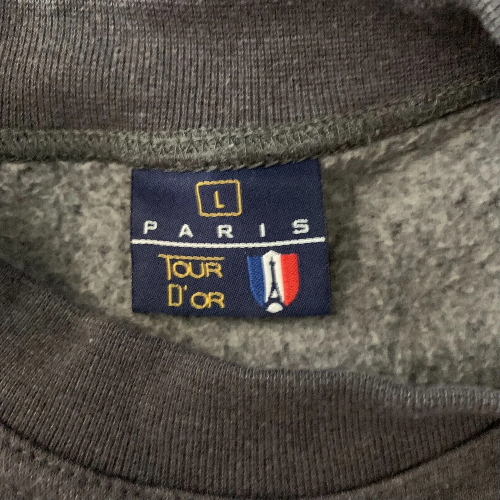 Vintage University Paris France Crewneck Sweatshirt M Gray Embroidered Pullover by Tour D'or - Image 6