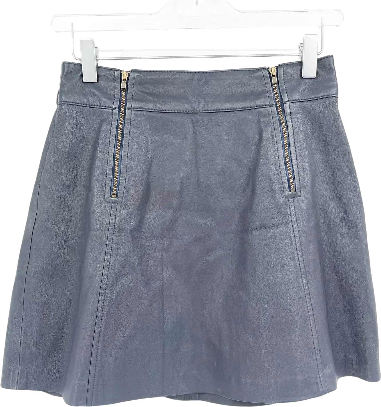 Vintage Vegan Leather Custom Moto Zip Mini Skirt