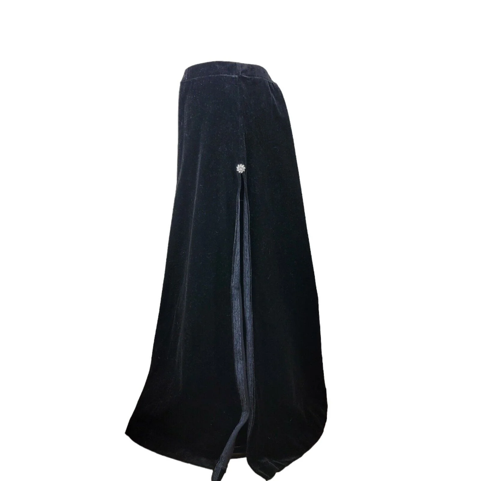 Vintage Velvet Skirt Size 4/6 Long Maxi Evening Elastic Waist High Slit Velour by Act III - Image 4