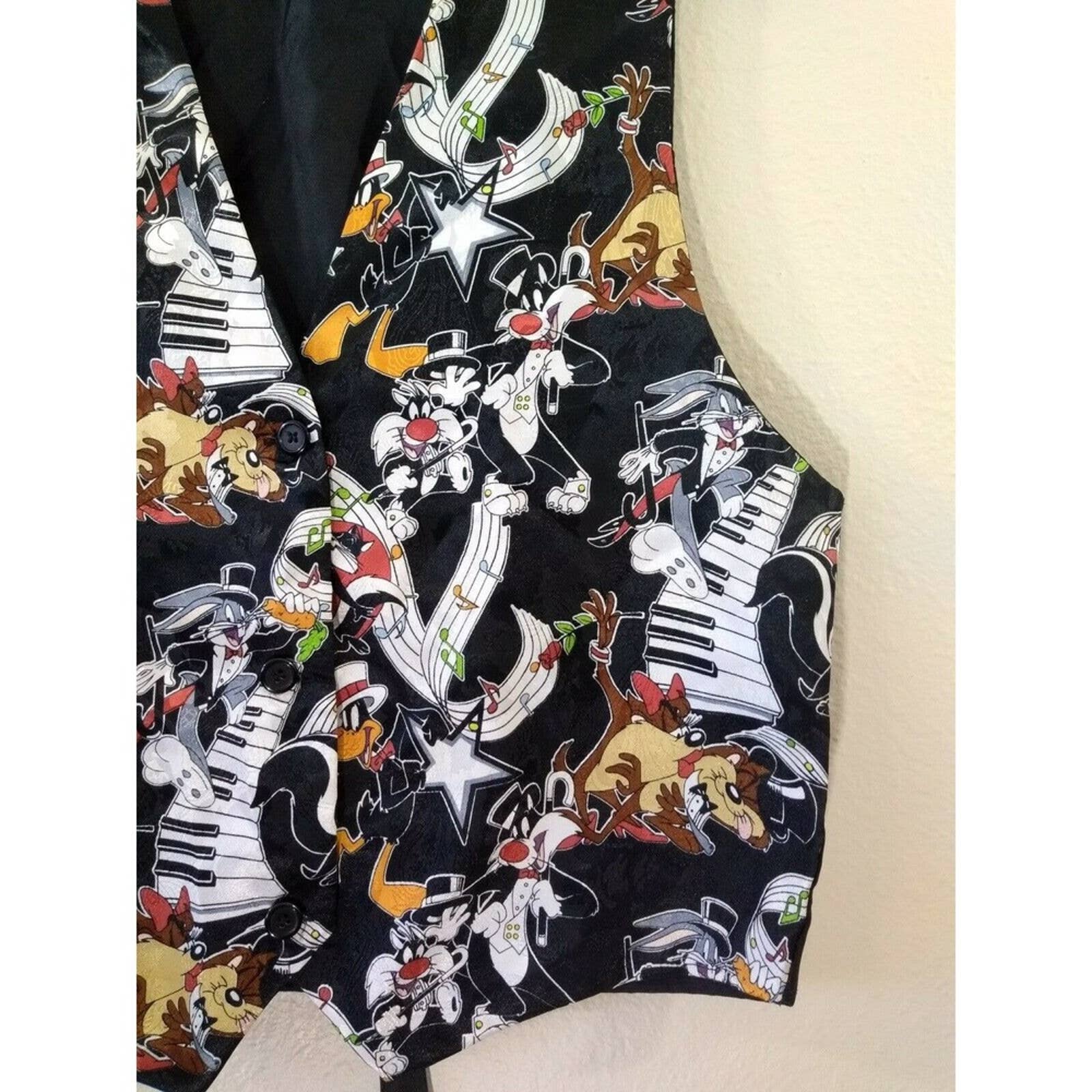 Vintage Vest 90s Small Bugs Daffy Taz Sylvester Piano Korea 1994 by Looney Tunes - Image 6