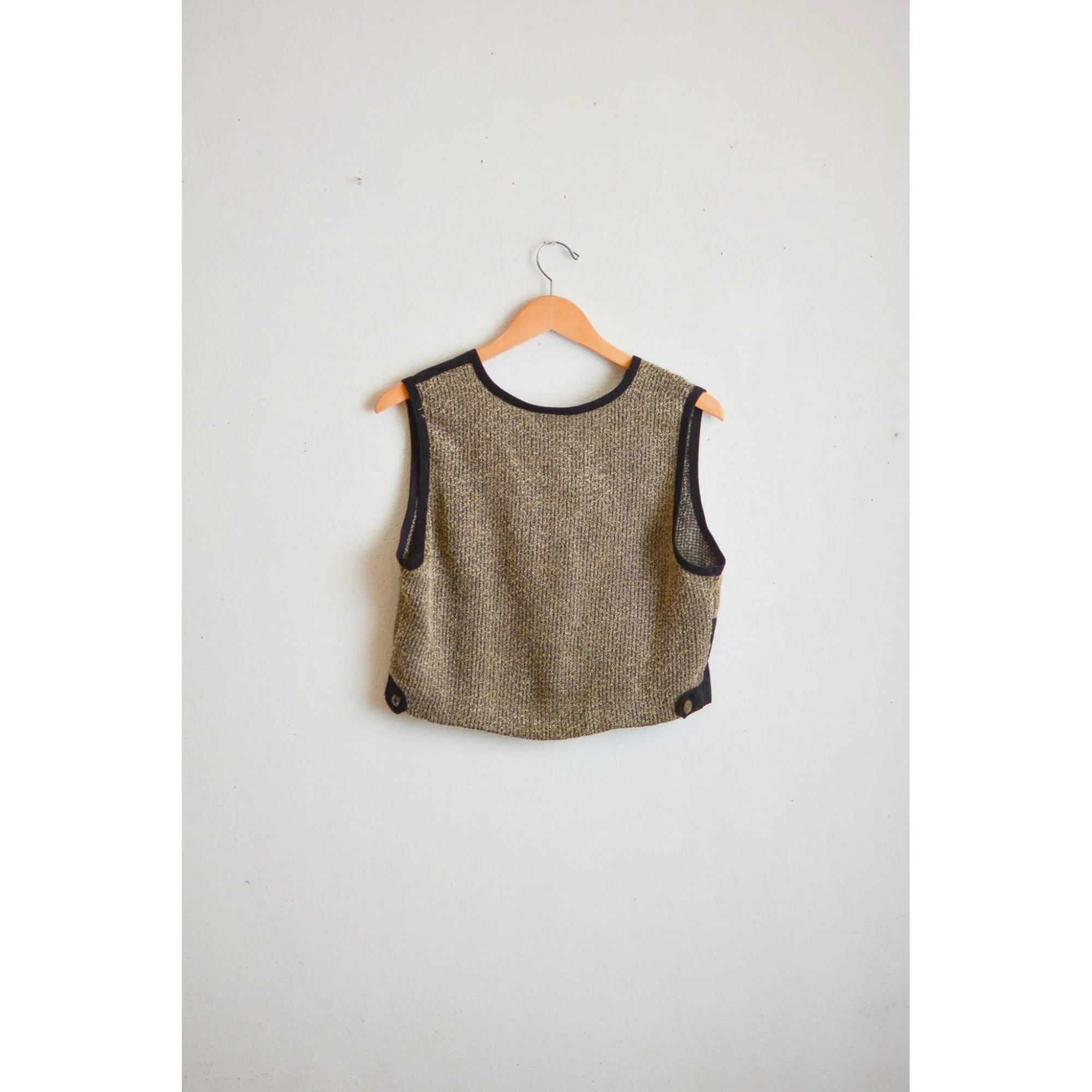 Vintage Vest Buttoned Down Black Gray Geometric Shape by Nina Piccalino - Image 2