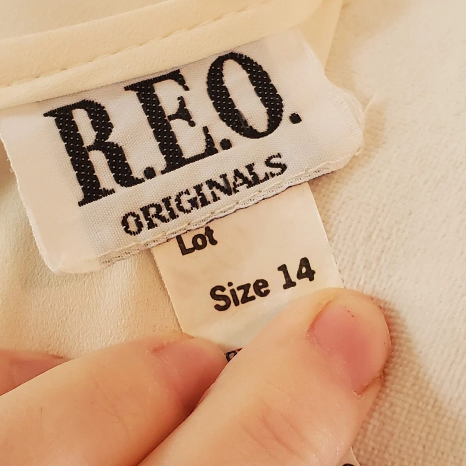Vintage Victorian Sheer Crochet Collar Midi Dress Cream Navy Blue Sz Medium Flaw by REO Originals - Image 8