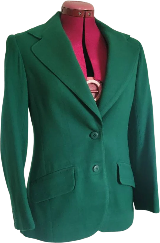 Vintage Vogue American Designer Emerald Green Jacket/coat with Hand Stitched Embroidery by Sharon Todd