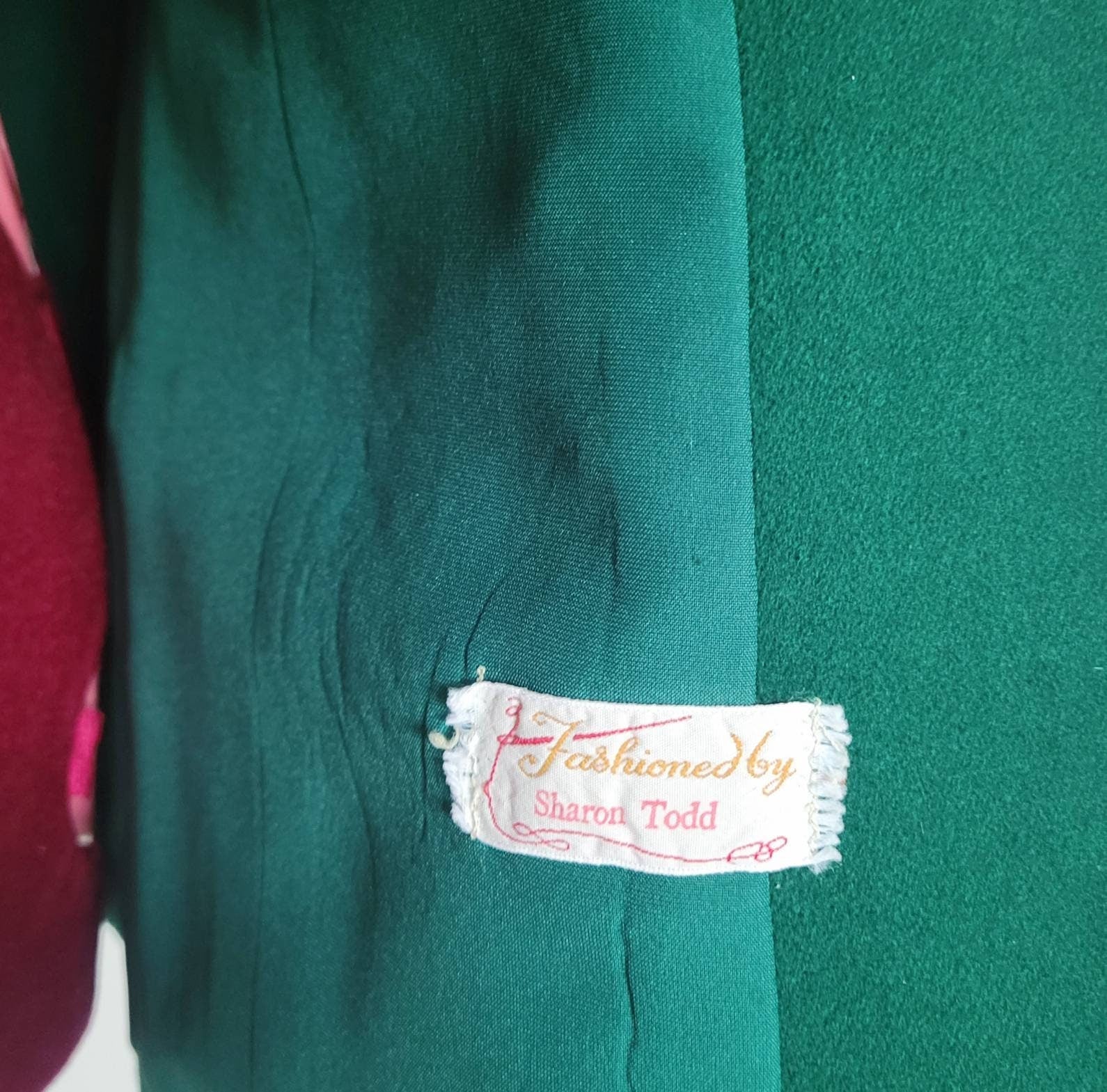 Vintage Vogue American Designer Emerald Green Jacket/coat with Hand Stitched Embroidery by Sharon Todd - Image 9