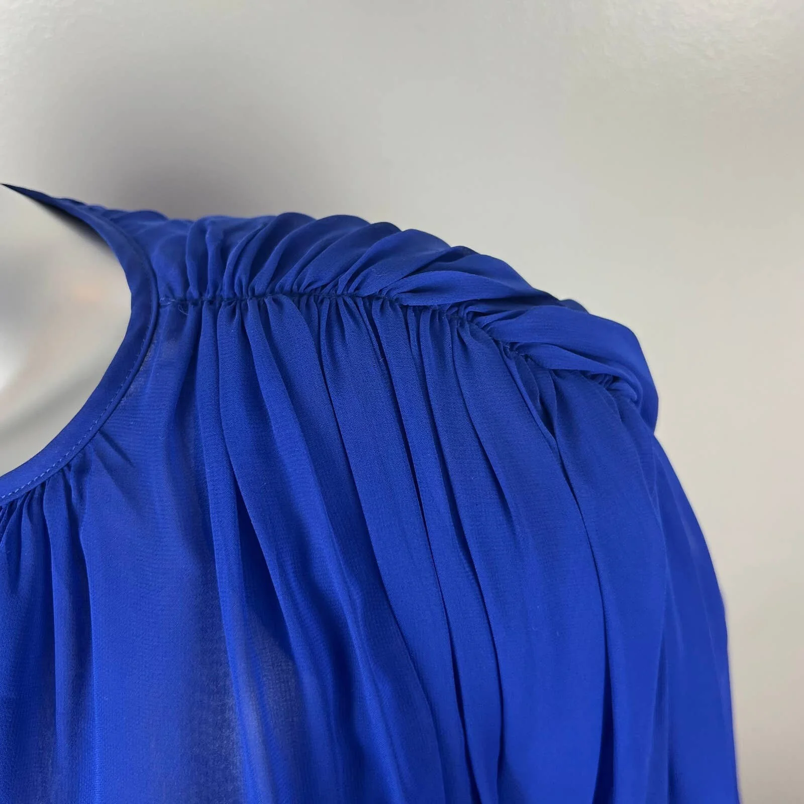 Vintage Wayne Clark Blue Chiffon Semi Sheer Blouson Dress by Wayne Clark - Image 8