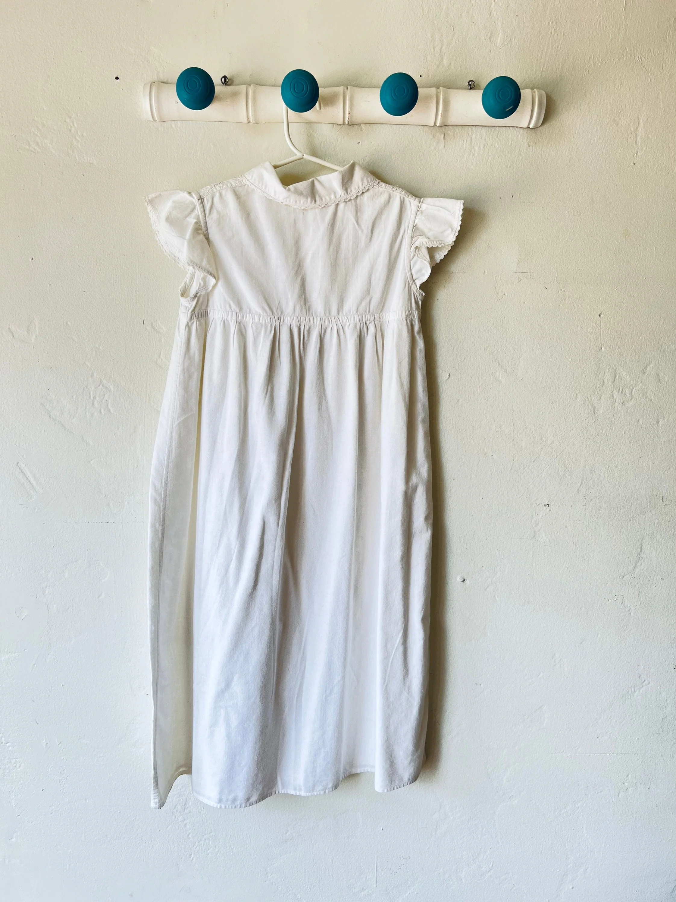 Vintage White Cotton Girls Dress - Image 2
